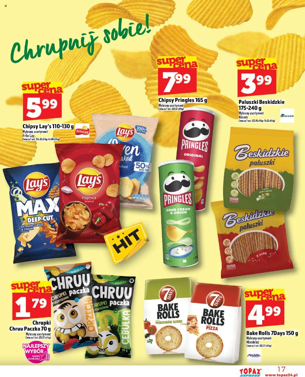 Topaz Gazetka - Express od 28.08.2025 | Strona: 17 | Produkty: Chipsy, Chrupki, Chipsy pringles, Pringles