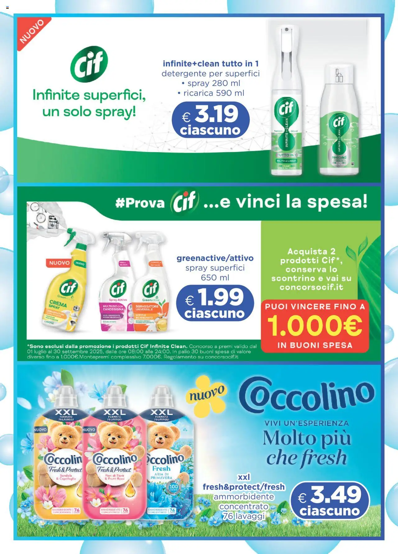 Volantino Acqua e Sapone del 10.08.2025 | Pagina: 3 | Prodotti: Detergente, Candeggina, Bicarbonato, Sgrassatore