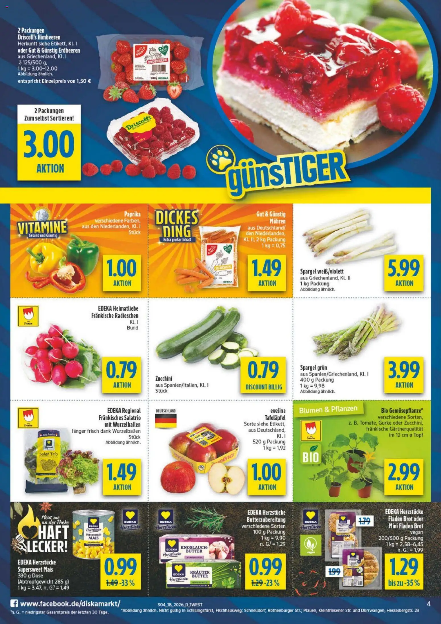 Diska - Diska Angebote Bayern KW18 – gültig ab 27.04.2026 | Seite: 4 | Produkte: Himbeeren, Butter, Blumen, Spargel
