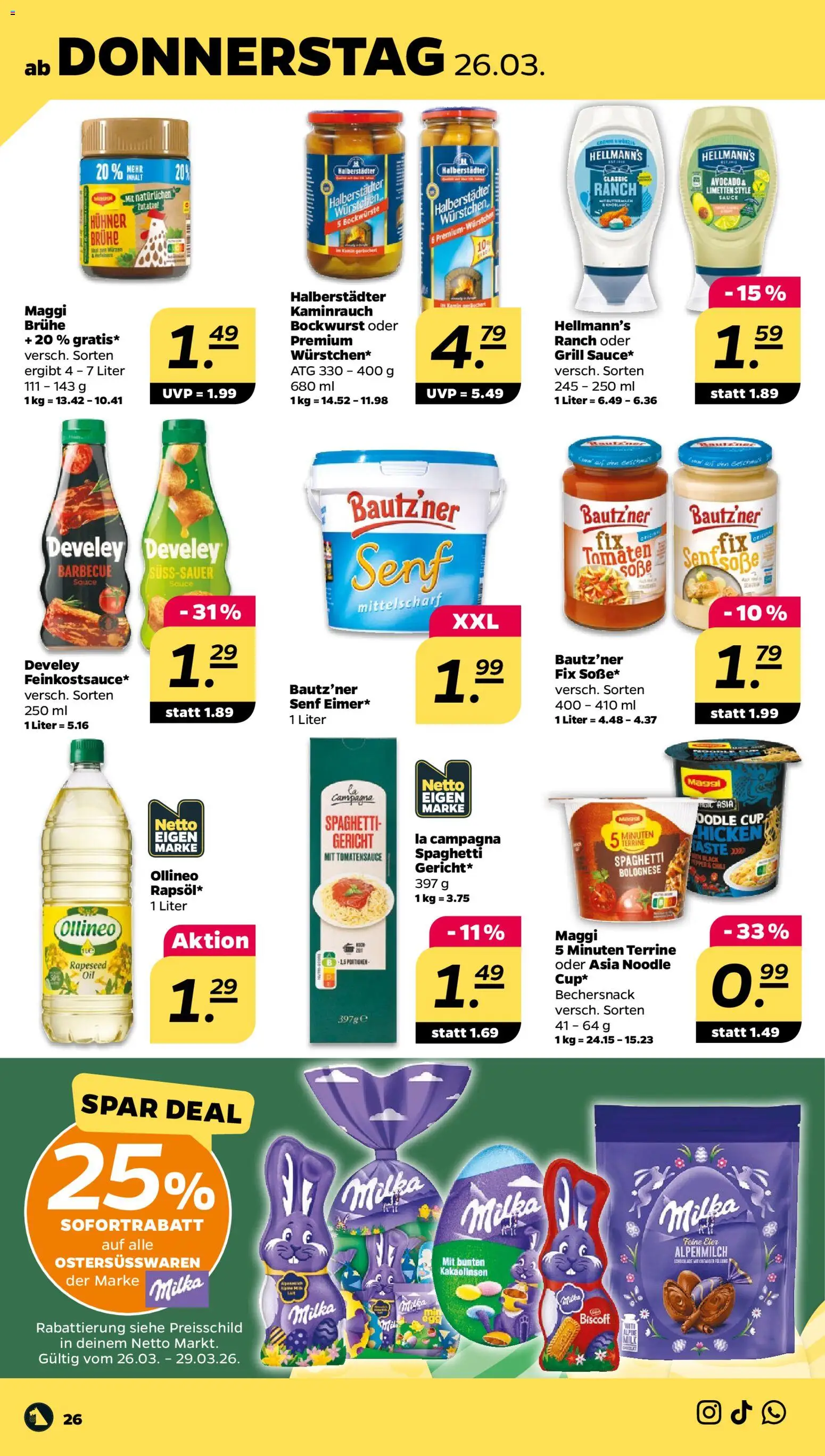 Netto Prospekt 	 – gültig ab 23.03.2026 | Seite: 32 | Produkte: Bockwurst, Grill, Avocado, Soße