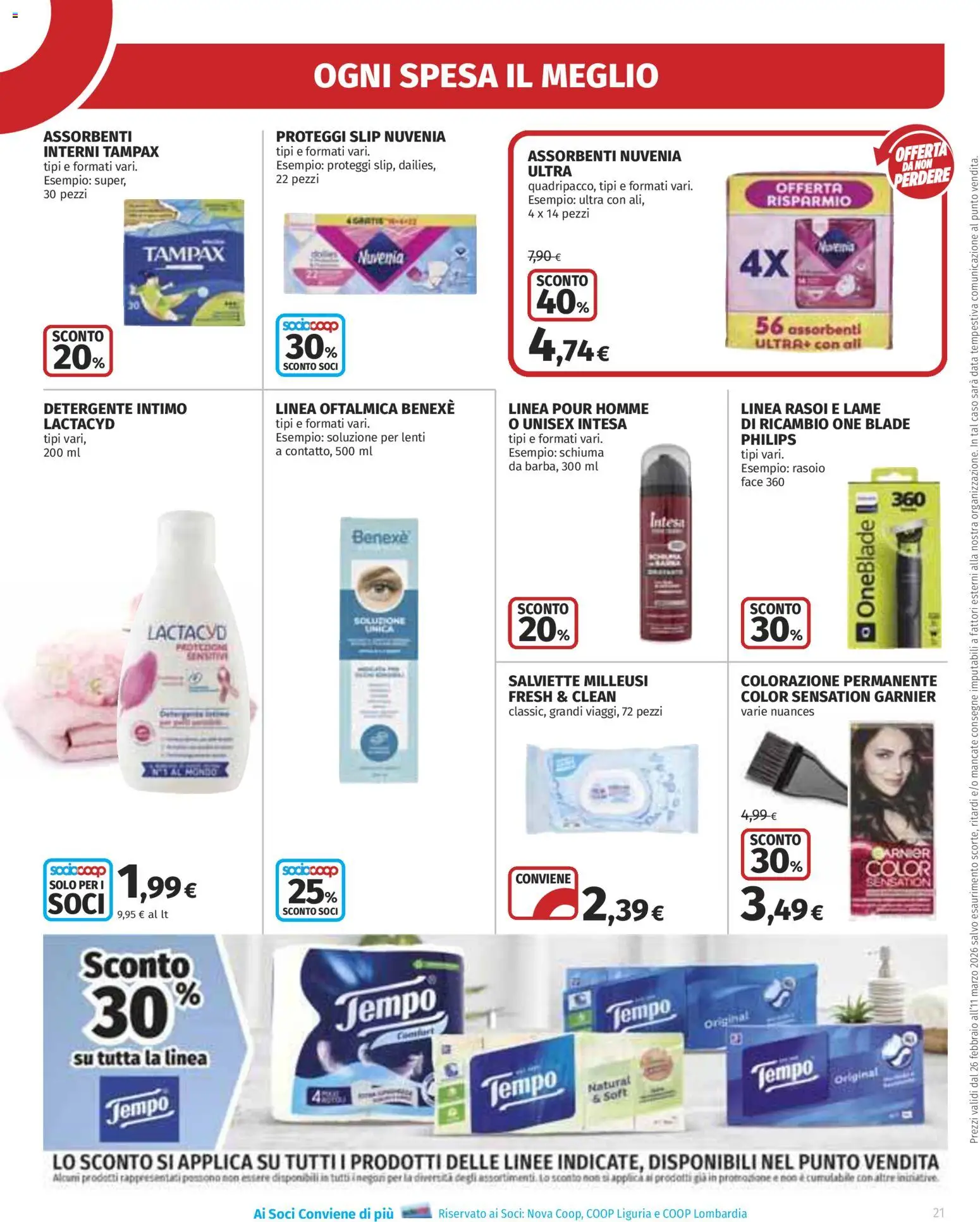 Volantino Ipercoop del 26.02.2026 | Pagina: 21 | Prodotti: Detergente intimo, Detergente, Intimo, Data