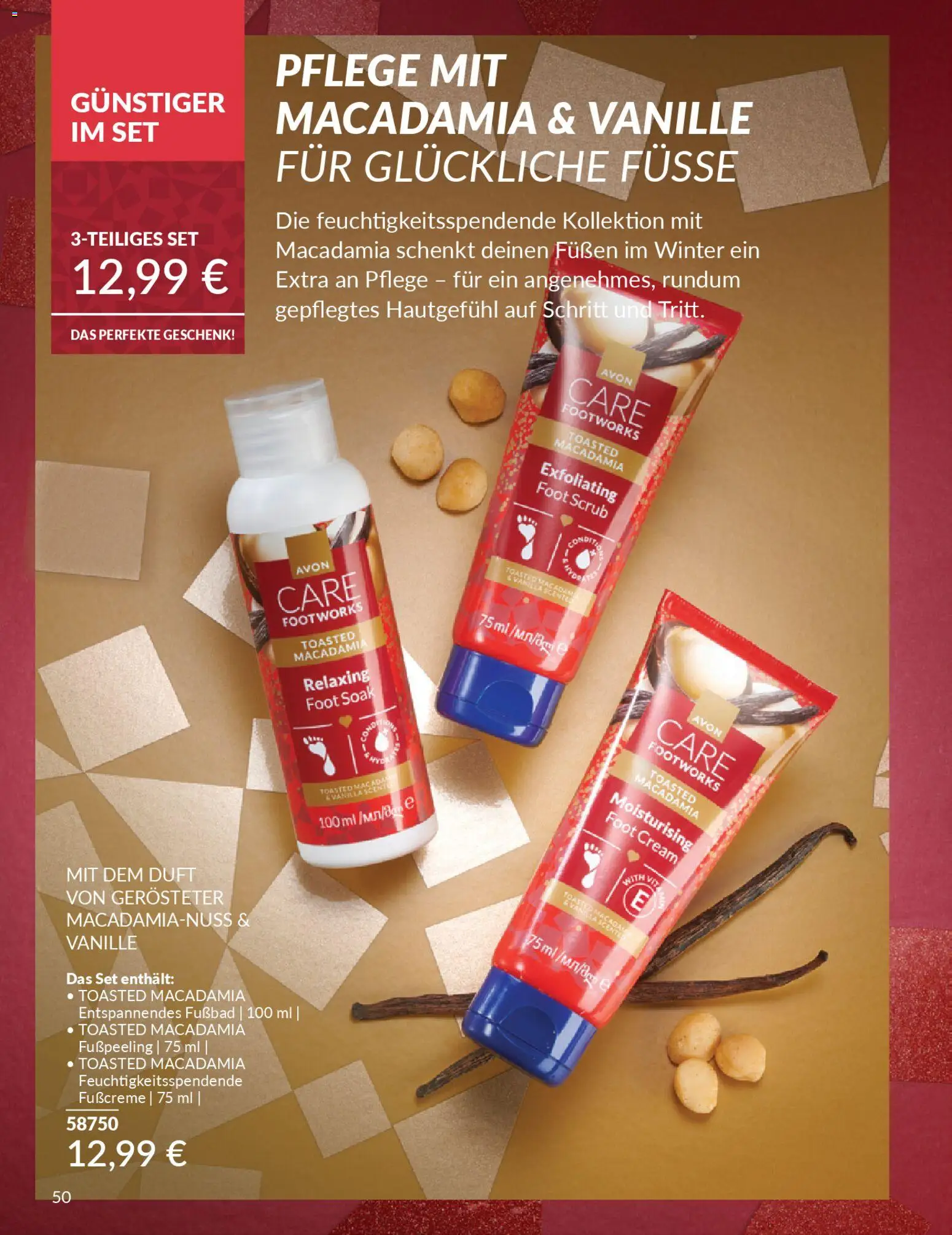 AVON Weihnachtsgeschenkideen – gültig ab 01.11.2025 | Seite: 50 | Produkte: Duft, Fußcreme, Fußbad, Fußpeeling