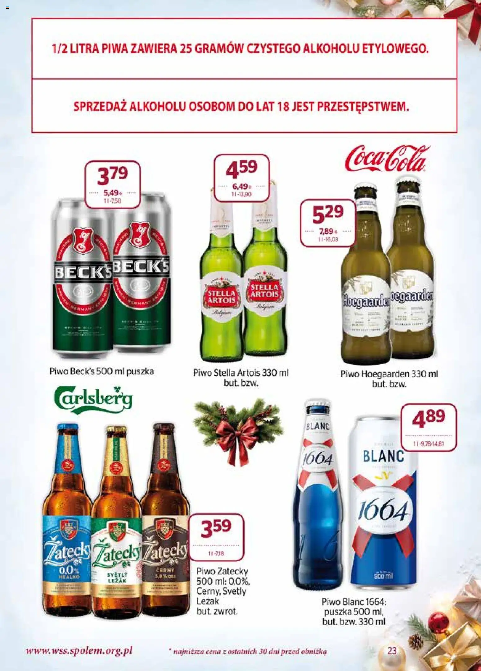 Społem Gazetka od 01.12.2025 | Strona: 23 | Produkty: Hoegaarden, Leżak, Piwo