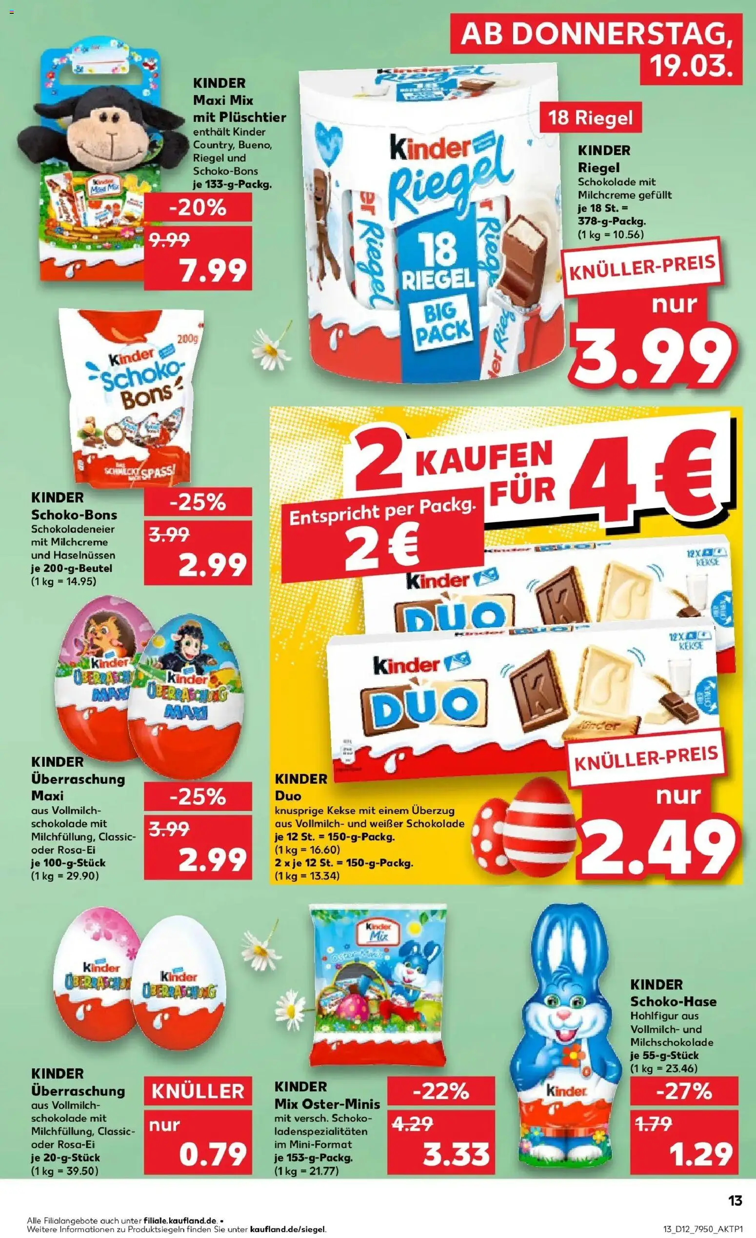 Kaufland Prospekt Leer (Ostfriesland)	 – gültig ab 19.03.2026 | Seite: 13 | Produkte: Schokolade, Kinder riegel, Kekse
