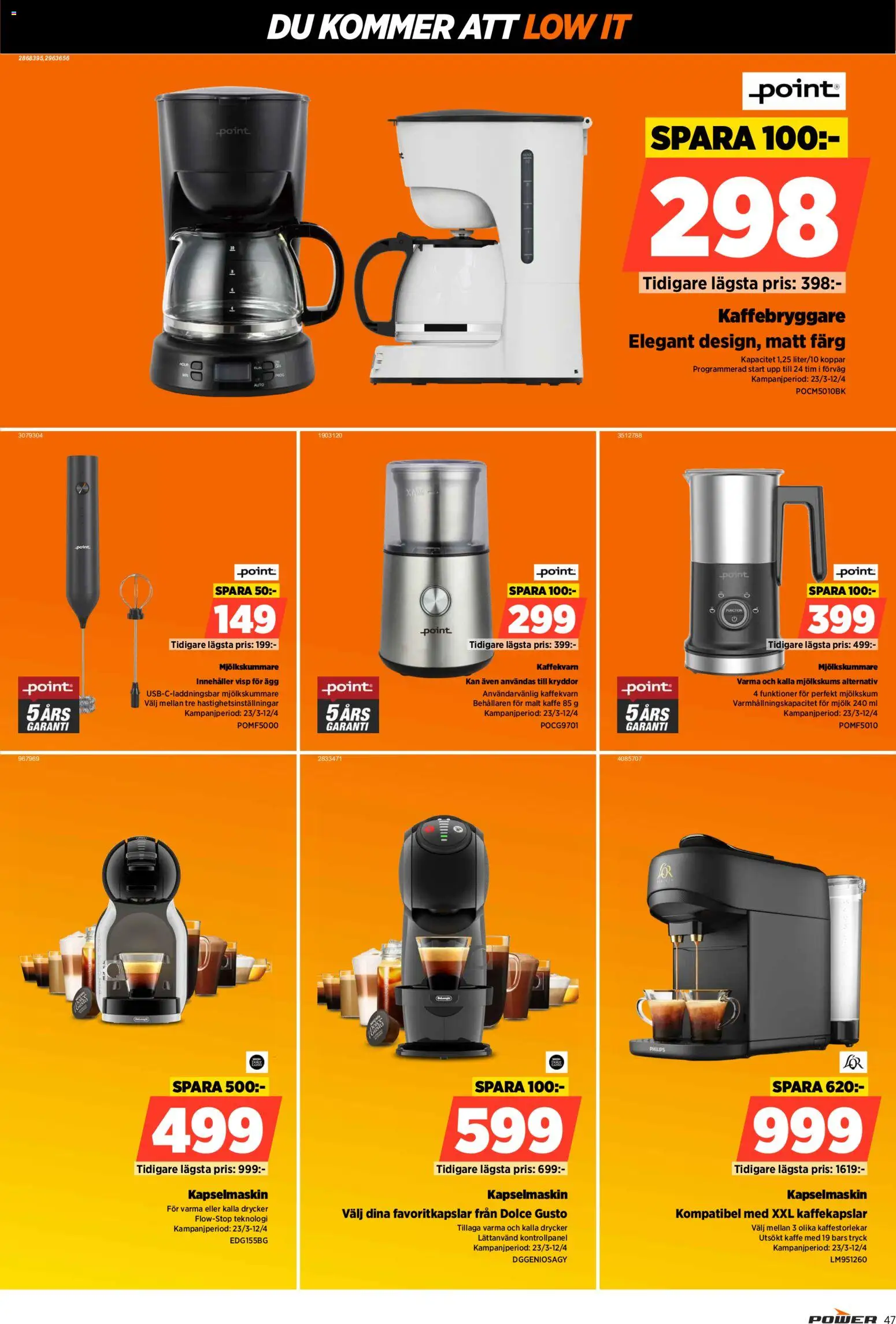 Power reklamblad aktuell från 23.09.2026 | Sida: 47 | Produkter: Visp, Ägg, Kaffe, Kapselmaskin