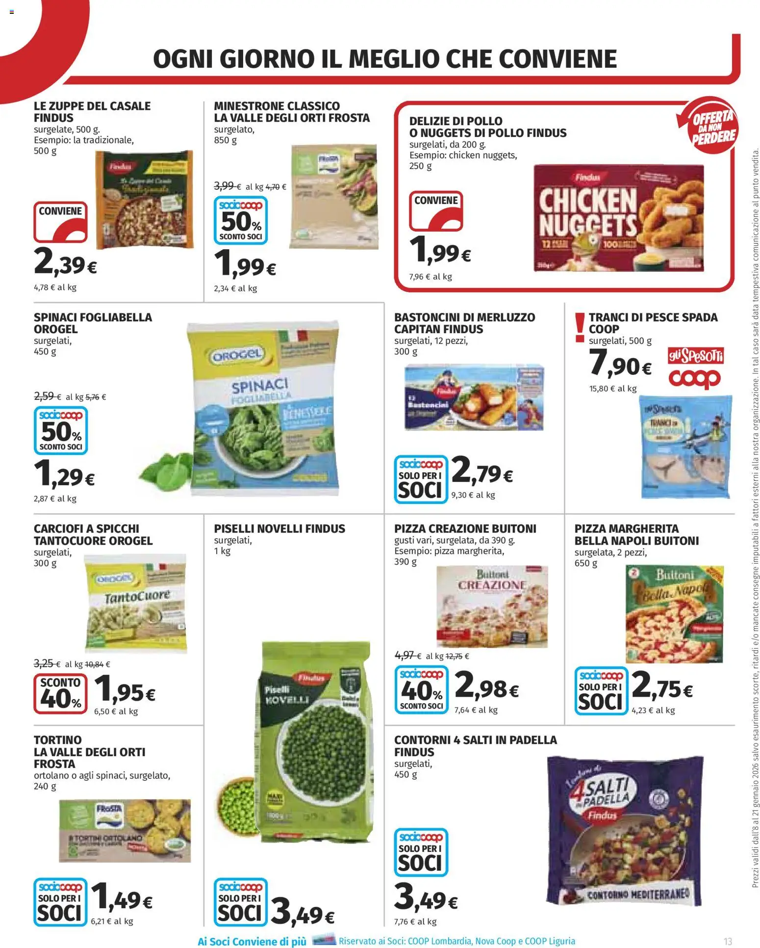 Volantino COOP del 08.01.2026 | Pagina: 13 | Prodotti: Carciofi, Data, Piselli, Pesce spada