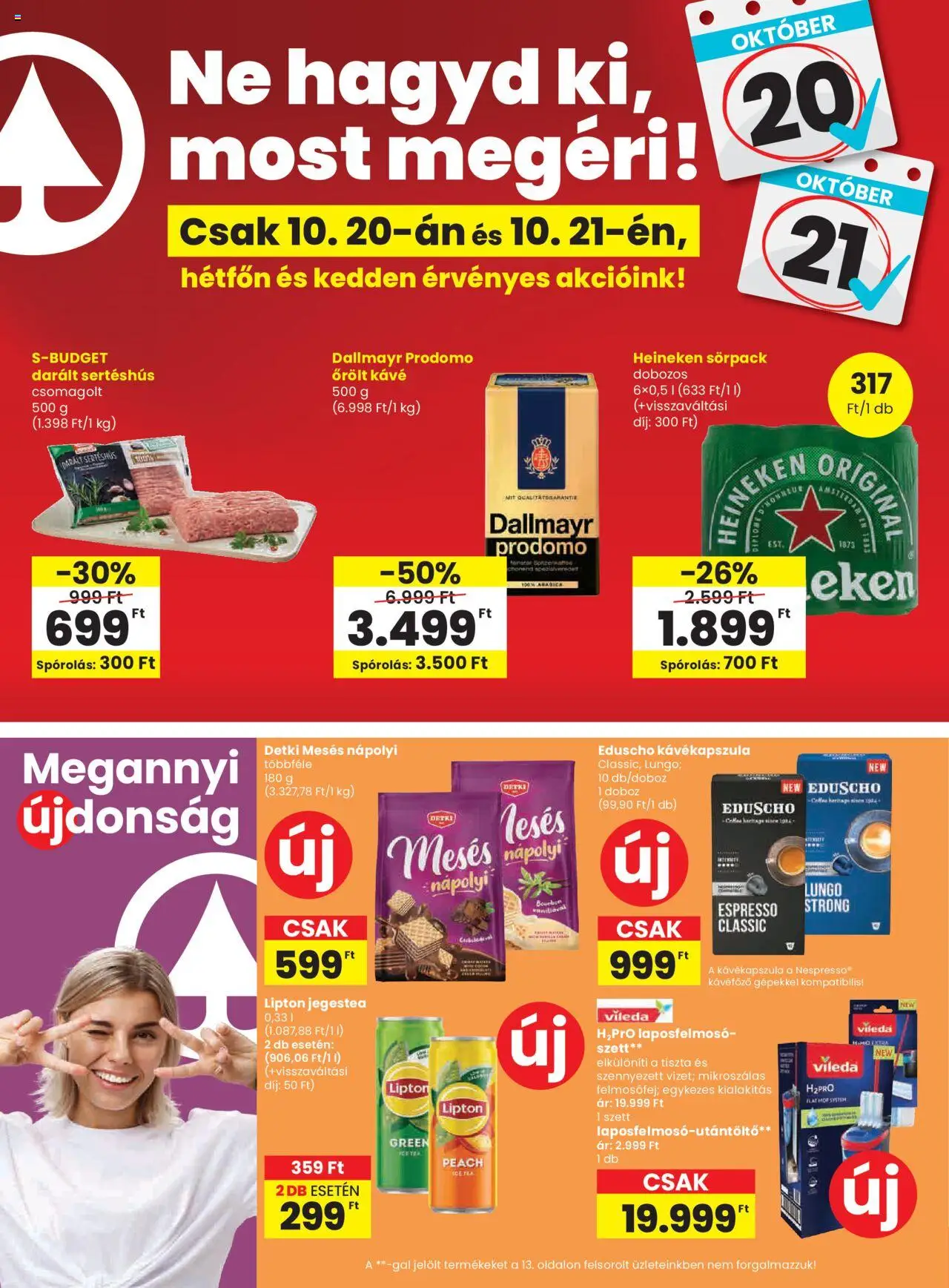 Spar akciós ujság - amely érvényes a következő dátumtól: 16.10.2025 | Oldal: 20 | Termékek: Darált sertéshús, Sertéshús, Őrölt kávé, Vileda