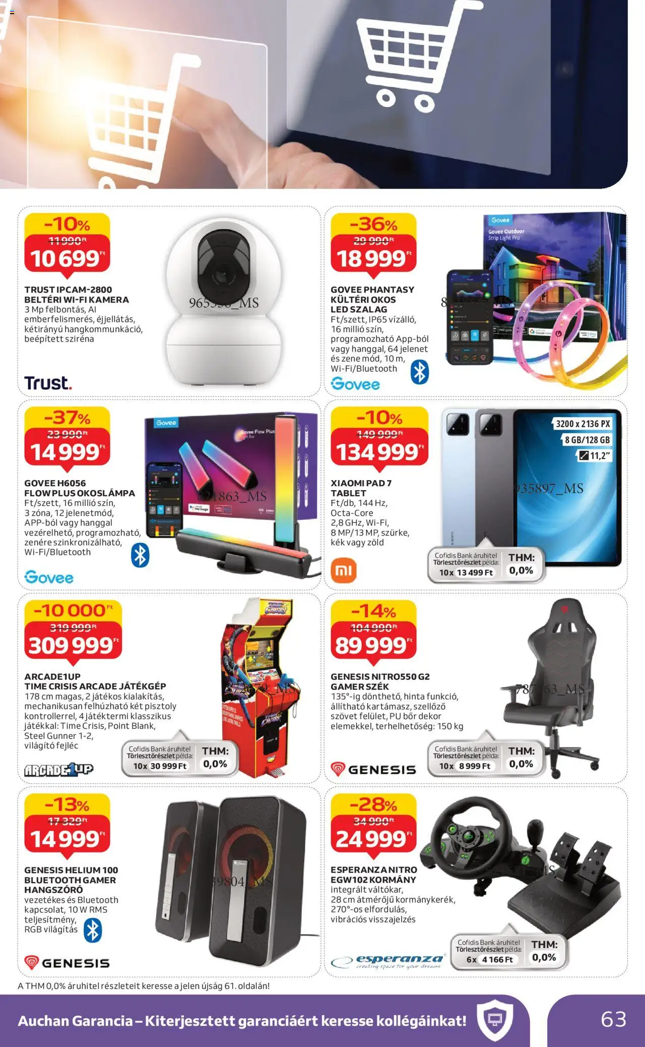 Auchan akciós ujság - amely érvényes a következő dátumtól: 09.10.2025 | Oldal: 63 | Termékek: Gamer szék, Led szalag, Szék, Xiaomi