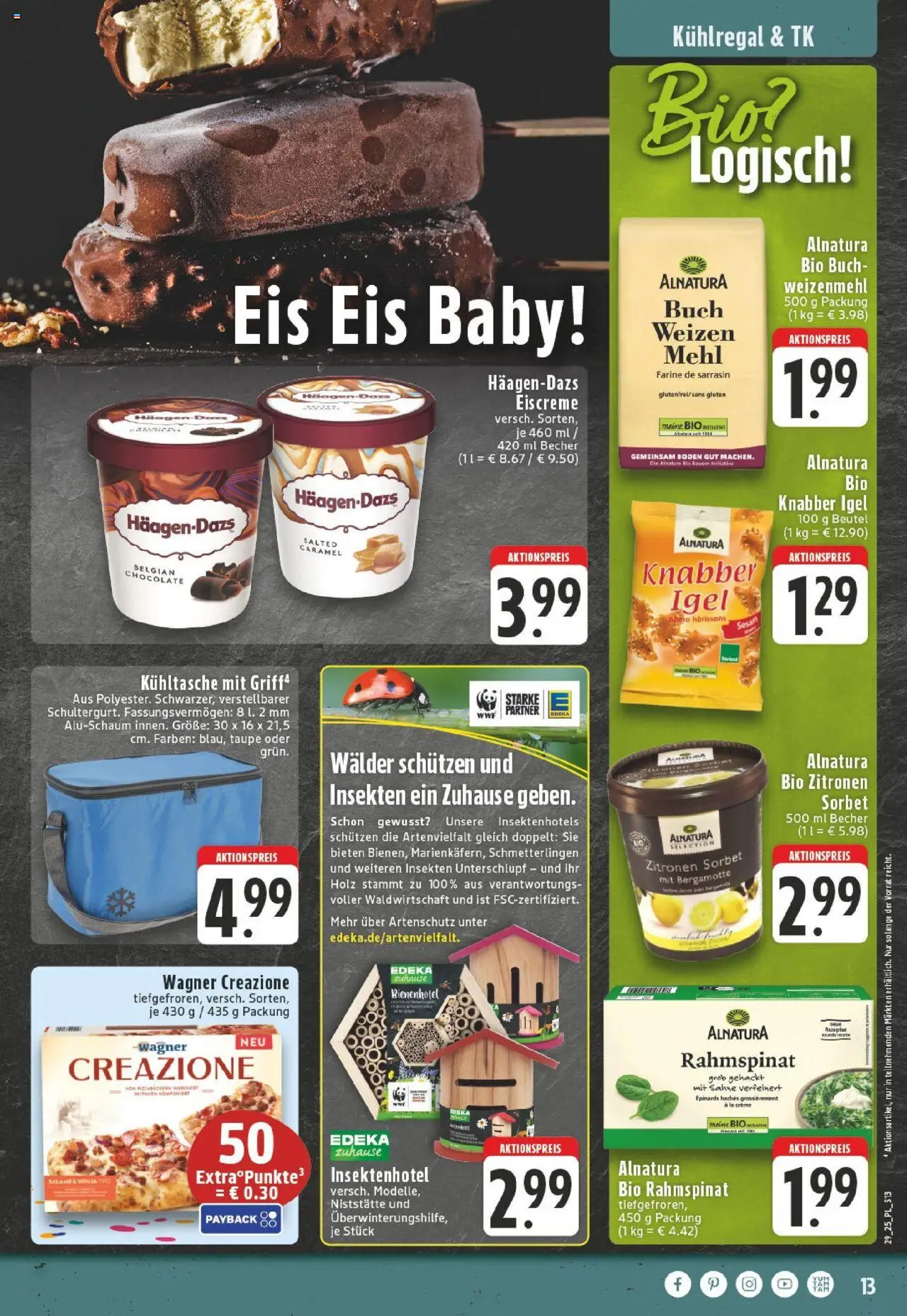 Edeka prospekt Kerken-Aldekerk	 - gültig ab dem 13.07.2025 | Seite: 13 | Produkte: Mehl, Eiscreme, Creme, Pizza