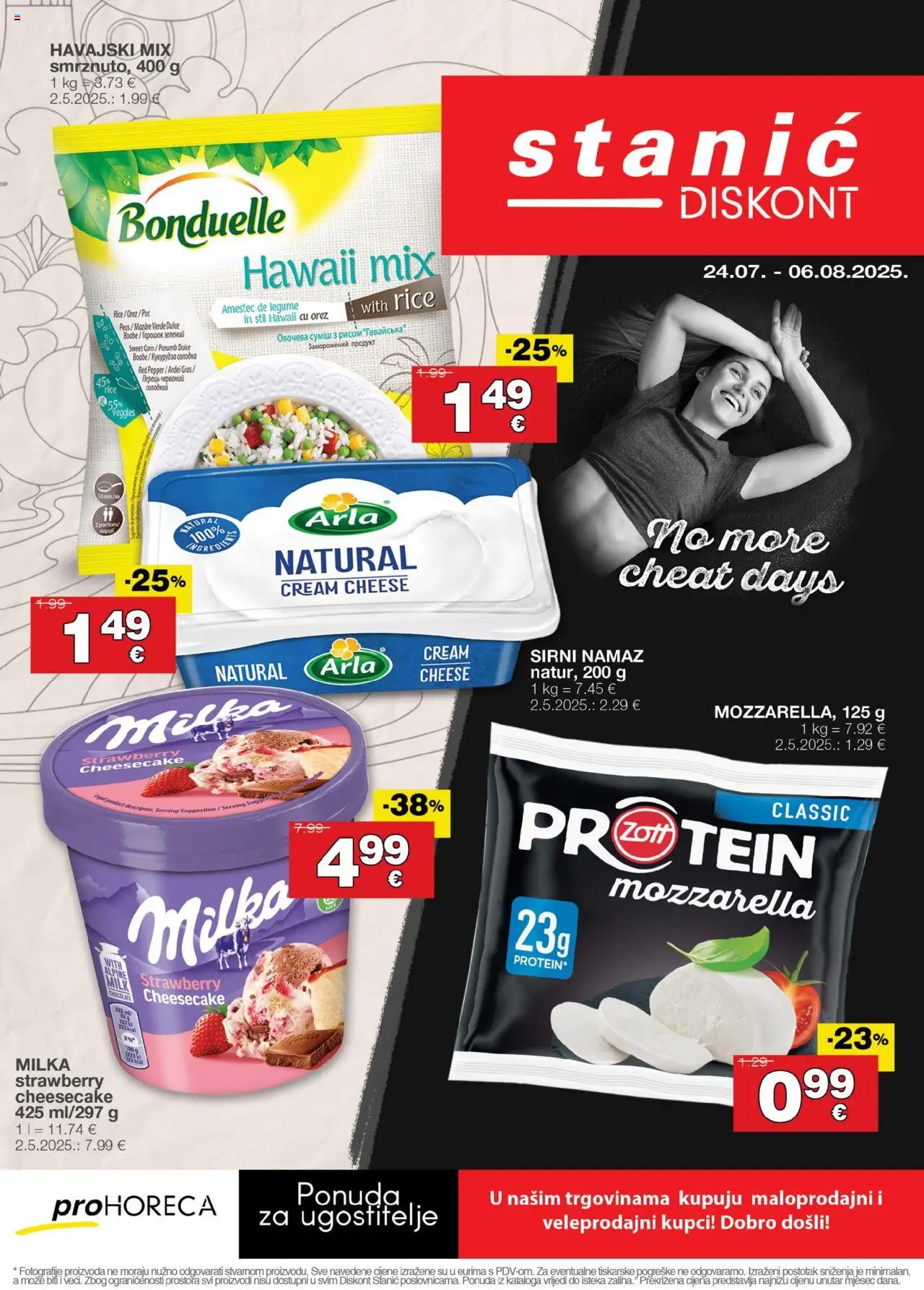 Stanić Diskont katalog | vrijedi od 24.07.2025 | Stranica: 1 | Proizvodi: Mozzarella, Milka, Namaz
