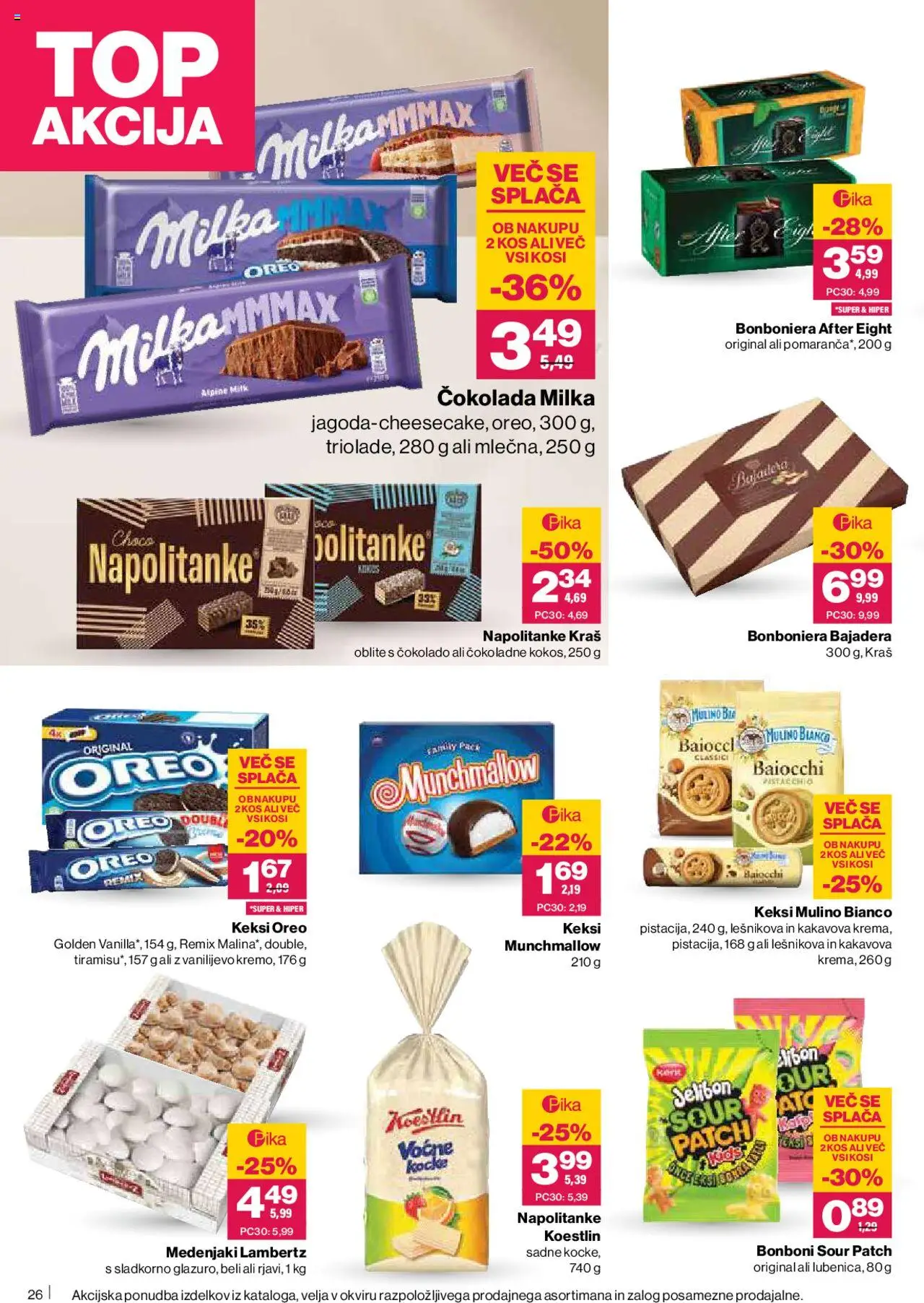 Novi Mercator katalog ponudbe – veljaven od 16.10.2025 | Stran: 28 | Izdelki: Keksi, Bonboni, Kos, Bonboniera