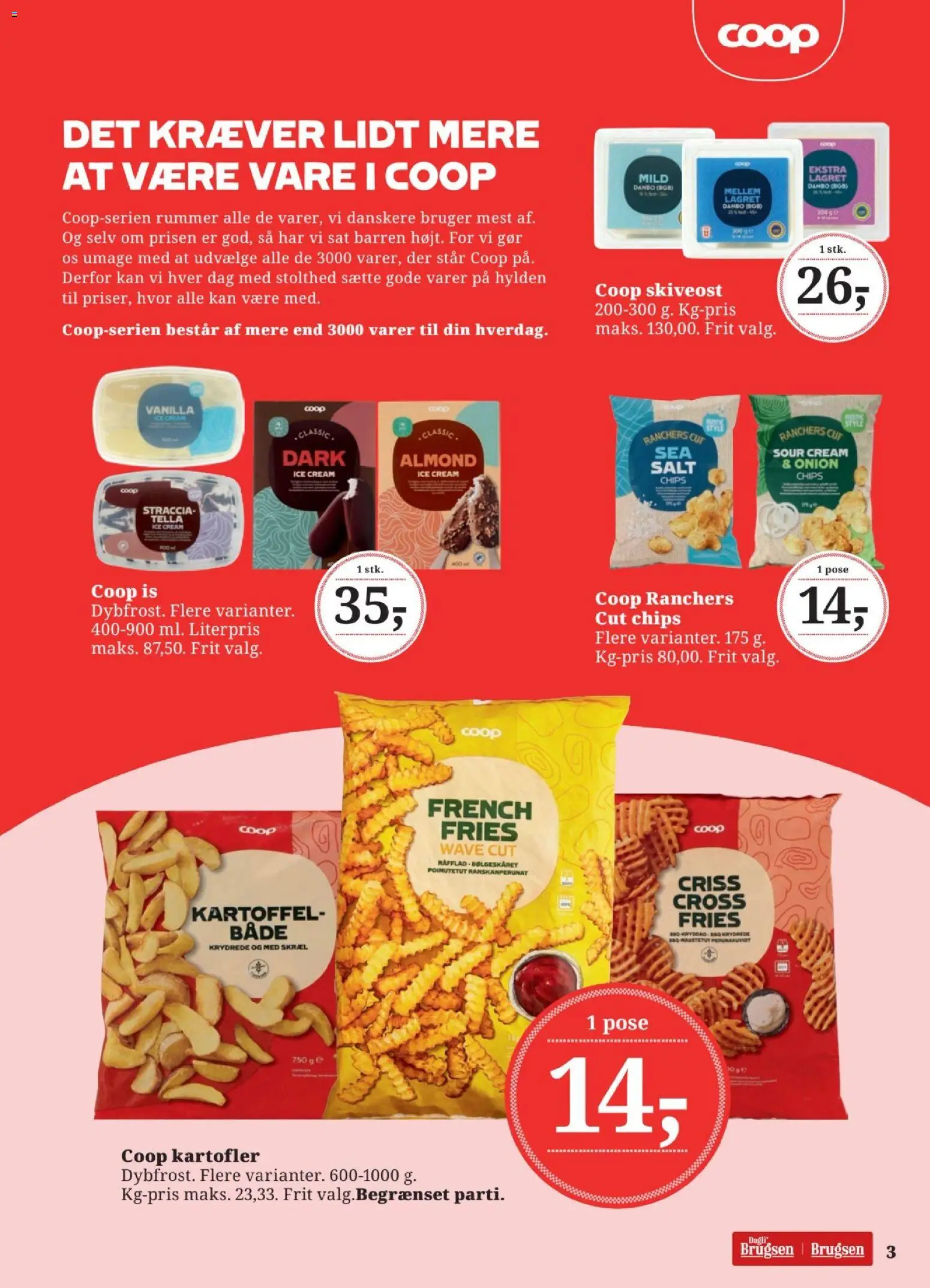 Dagli'Brugsen tilbudsavis – gyldig fra 16.01.2026 | Side: 4 | Produkter: Chips, Salt, Is, Skiveost