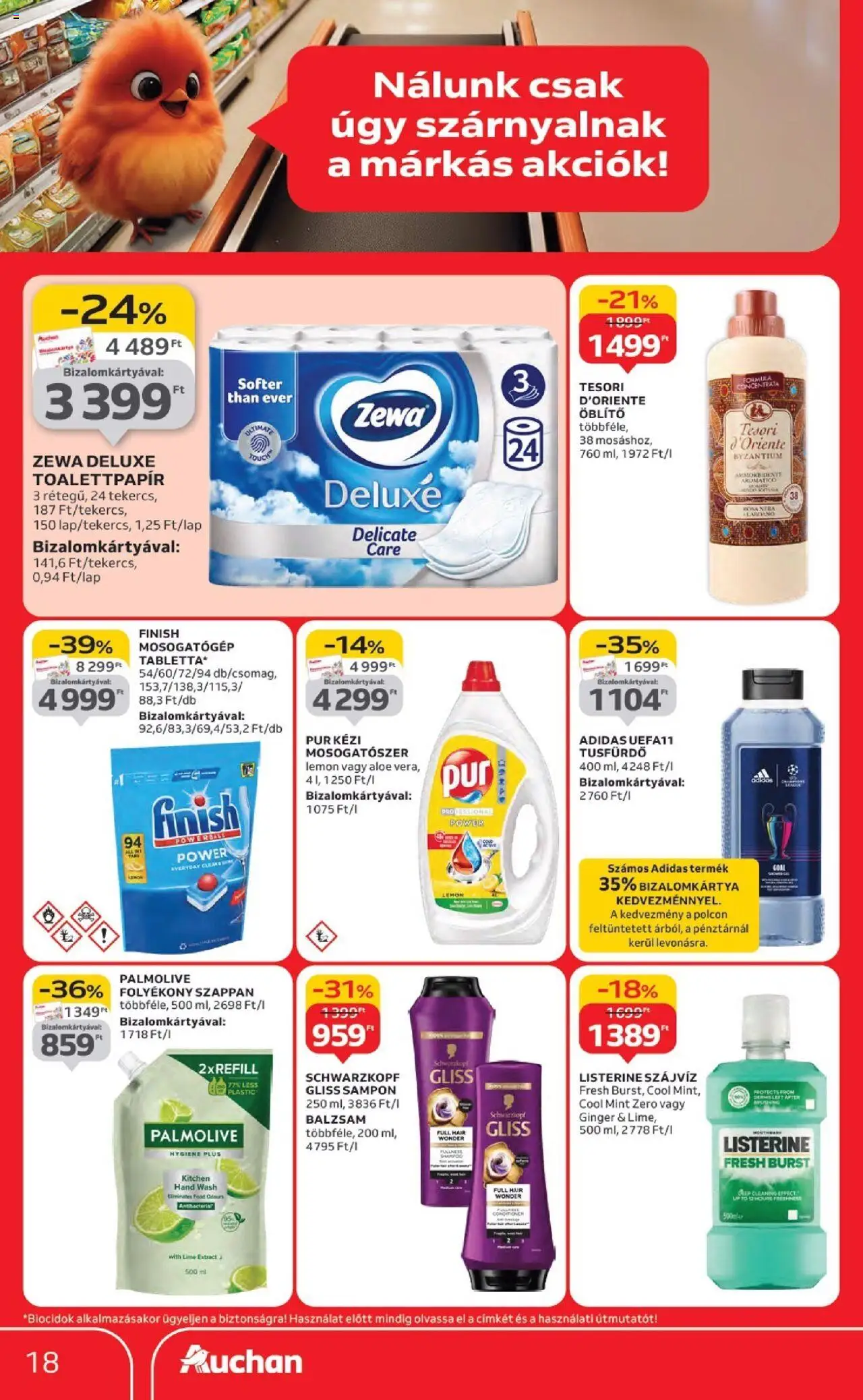 Auchan akciós ujság - amely érvényes a következő dátumtól: 18.09.2025 | Oldal: 18 | Termékek: Mosogatógép, Folyékony szappan, Szájvíz, Mosogatószer