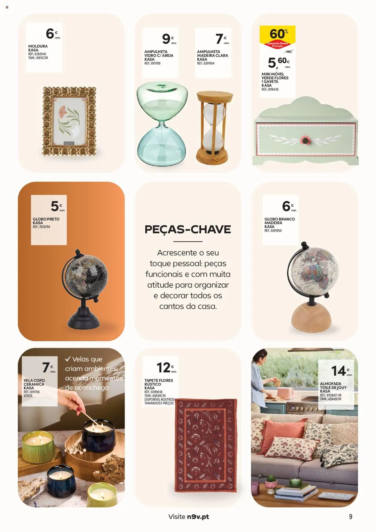 Continente - Açores: Casa Outono │ válido de 14.10.2025 | Página: 9 | Produtos: Moldura, Almofada, Tapete, Velas