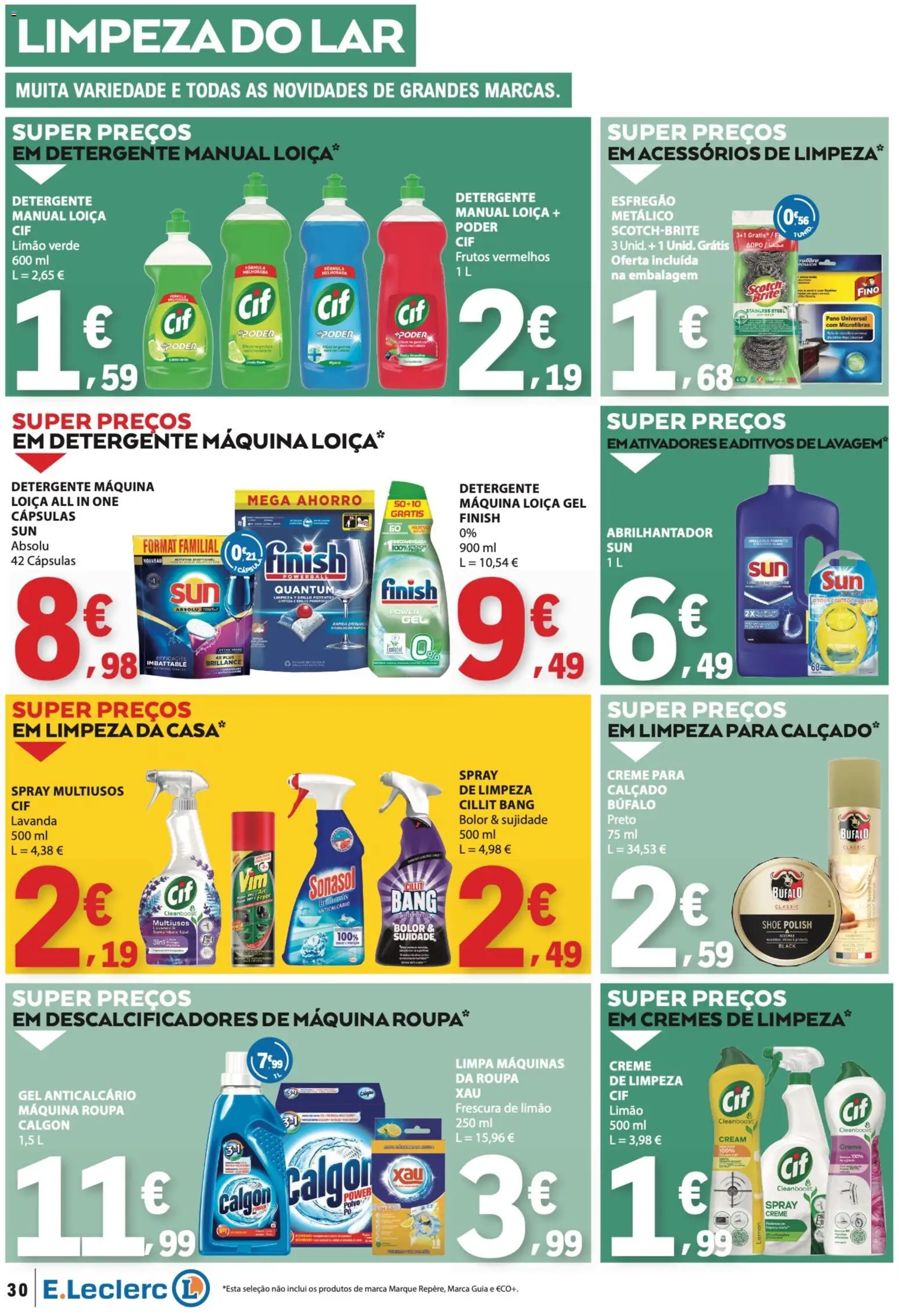 E.Leclerc folheto │ válido de 26.03.2026 | Página: 30 | Produtos: Esfregão, Abrilhantador, Detergente, Creme