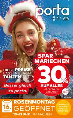 Porta! Das Spar-Mariechen präsentiert: 30% auf ALLES + riesiges Gewinnspiel - Berlin ab 12.02.2026 gültig