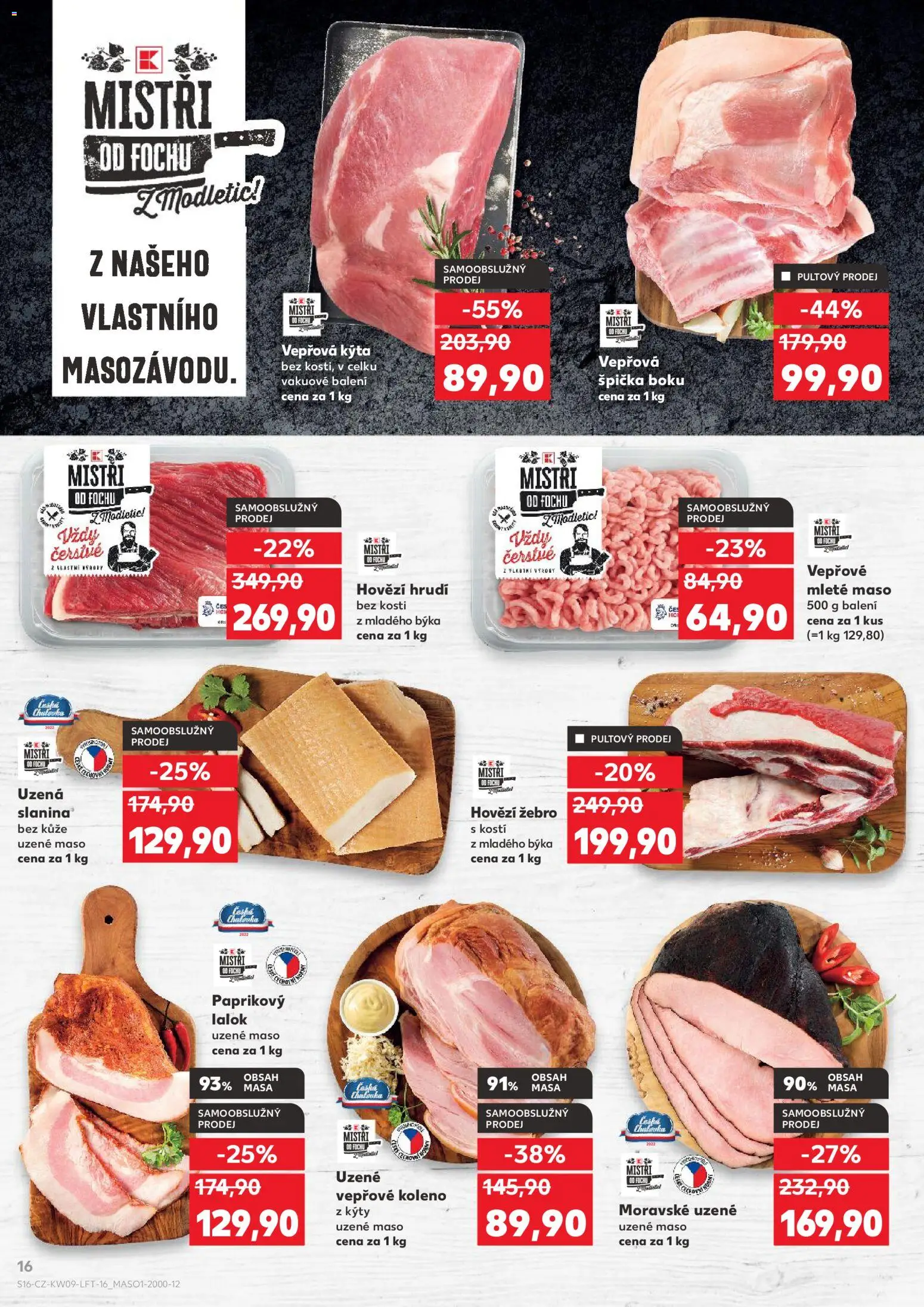 Kaufland leták - Ostrava od 25.02.2026 | Strana: 16 | Produkty: Vepřové koleno, Uzené maso, Hovězí, Slanina