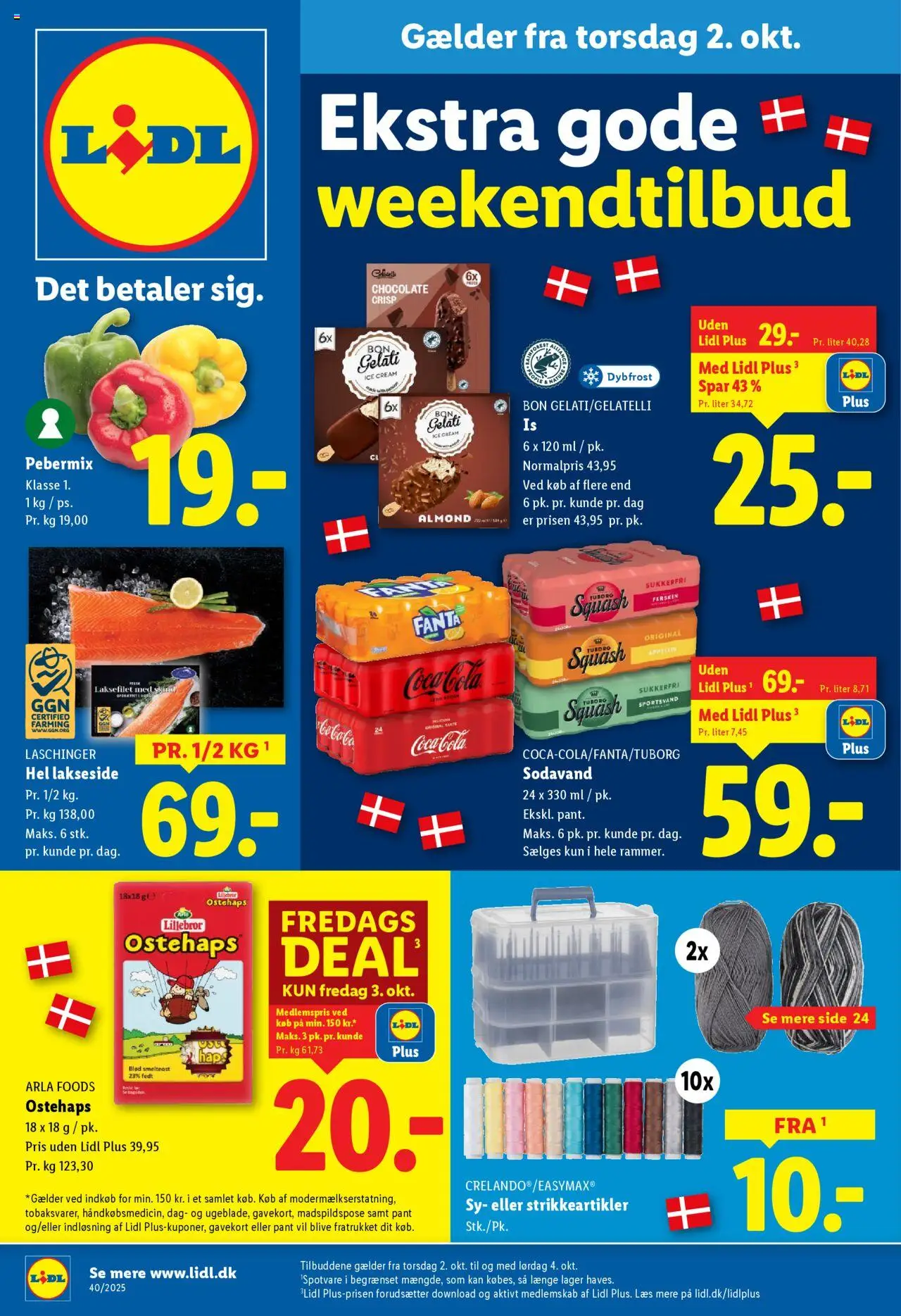 Lidl tilbudsavis – gyldig fra 02.10.2025 | Side: 1 | Produkter: Sodavand, Fanta, Ostehaps, Søm