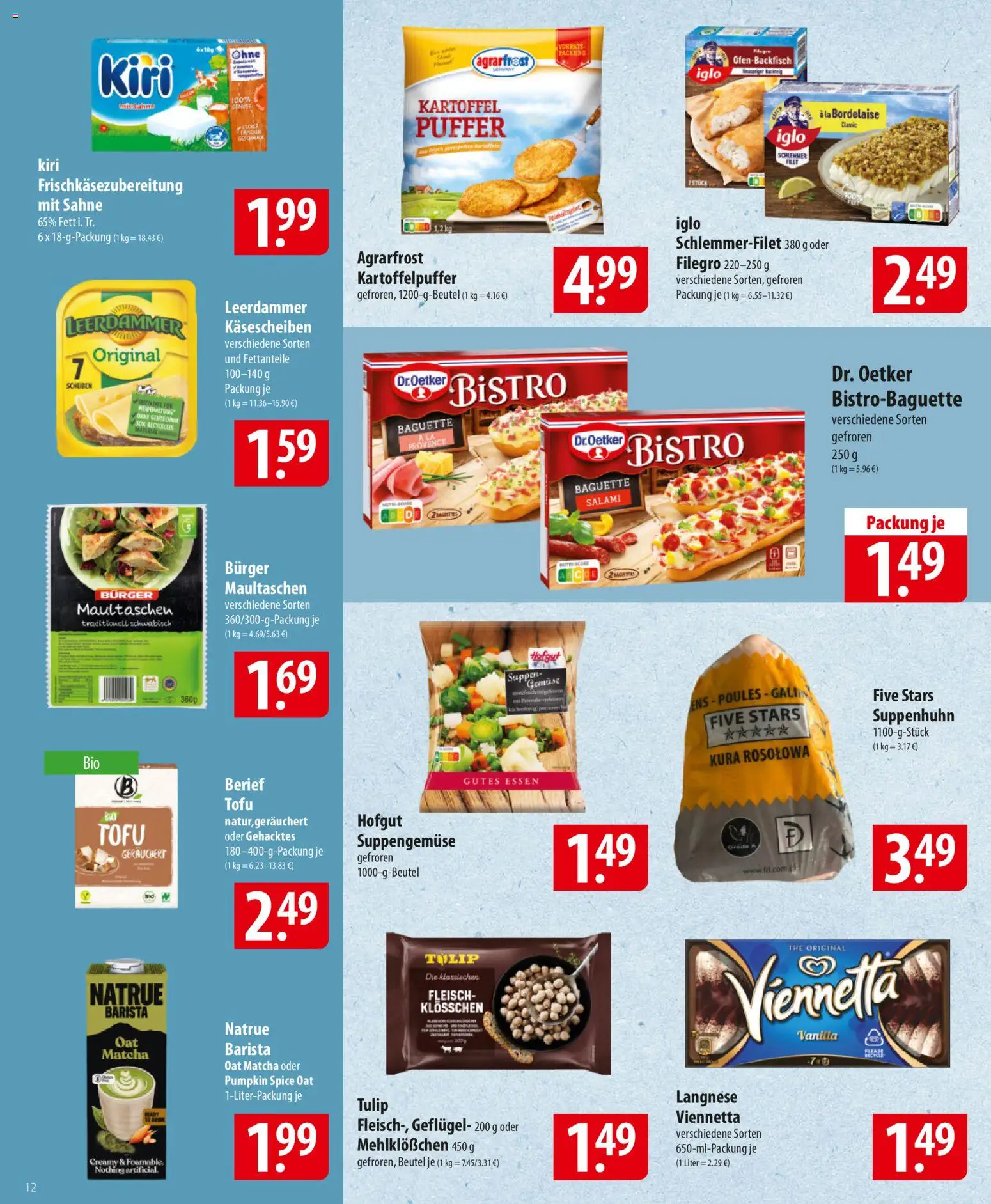 Famila Prospekt 	 – gültig ab 12.01.2026 | Seite: 12 | Produkte: Iglo, Baguette, Leerdammer, Salami