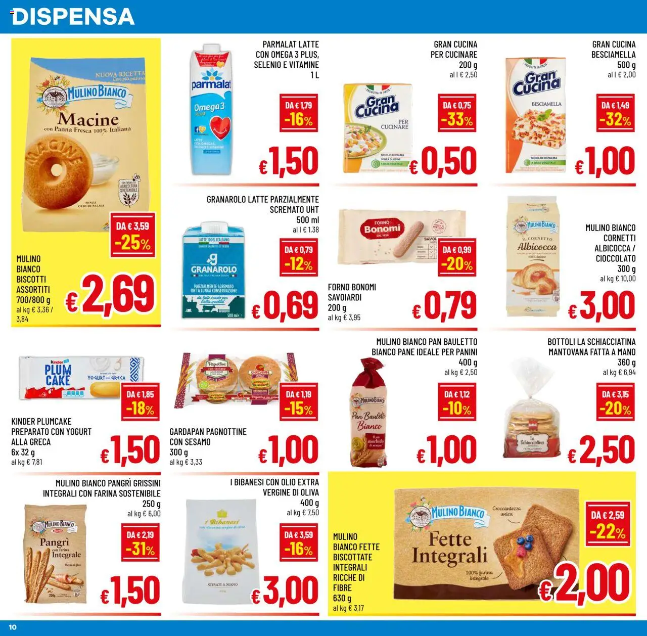 Volantino A&O del 06.08.2025 | Pagina: 10 | Prodotti: Pane, Biscotti, Latte, Olio