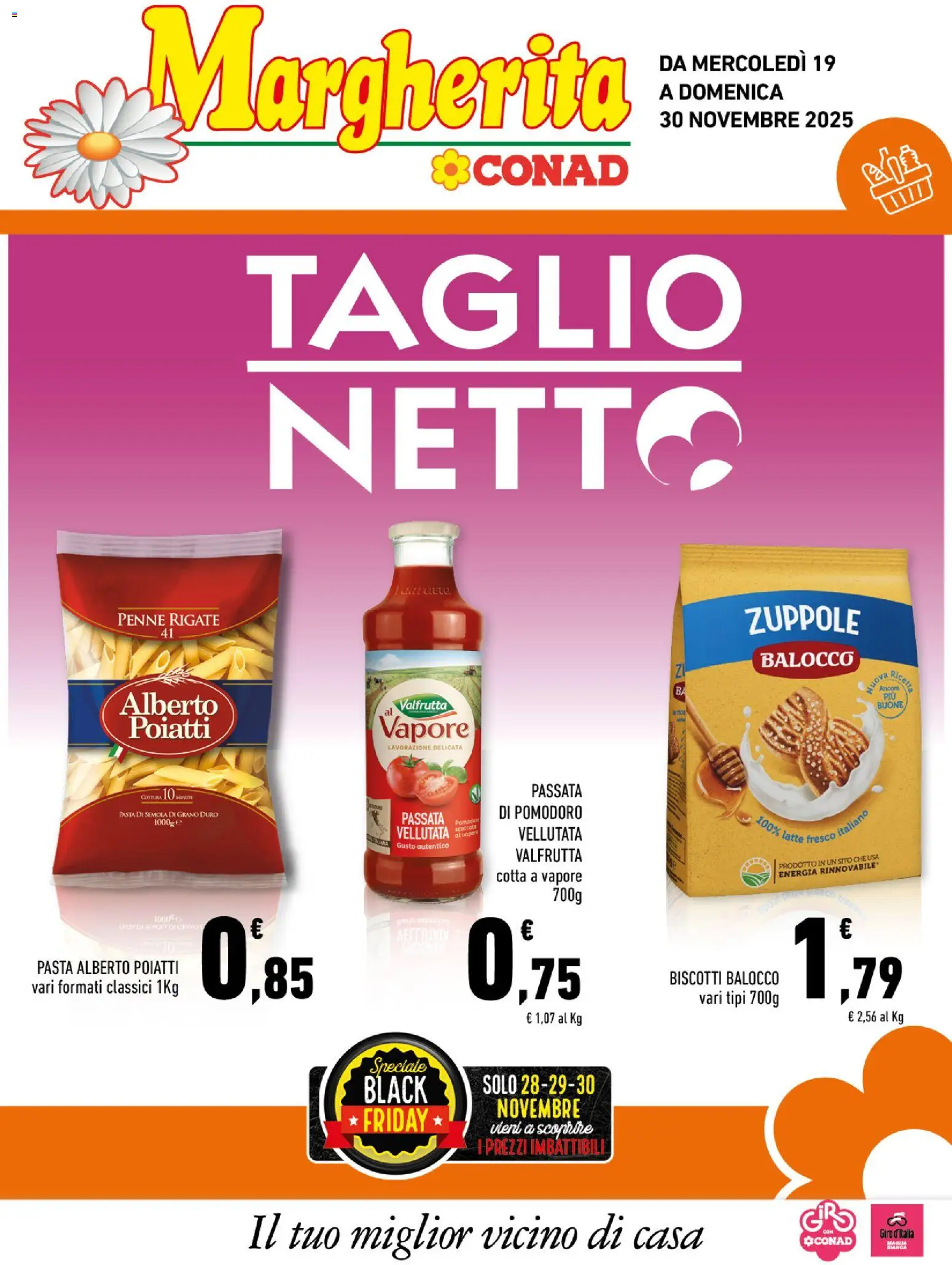 Volantino Conad del 19.11.2025 | Pagina: 1 | Prodotti: Biscotti, Latte, Pasta, Penne