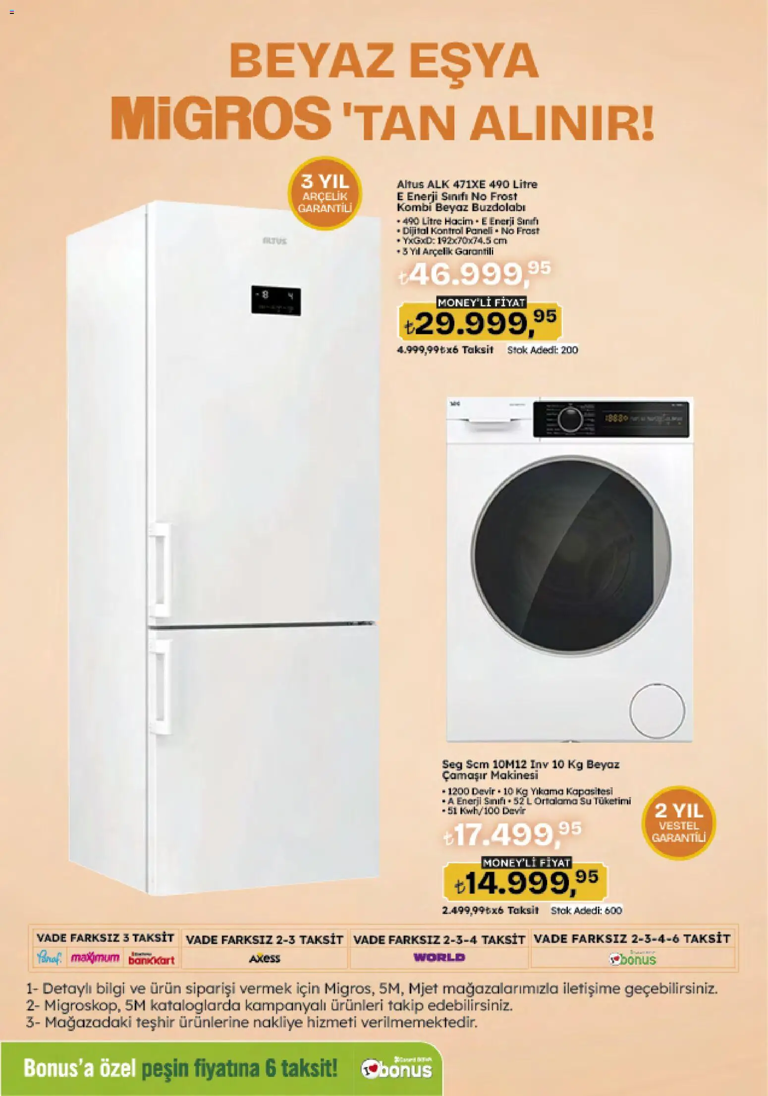 Migros Black Friday - 20.11.2025 tarihinden itibaren geçerlidir | Sayfa: 106 | Ürünler: Su, Buzdolabı, Çamaşır makinesi