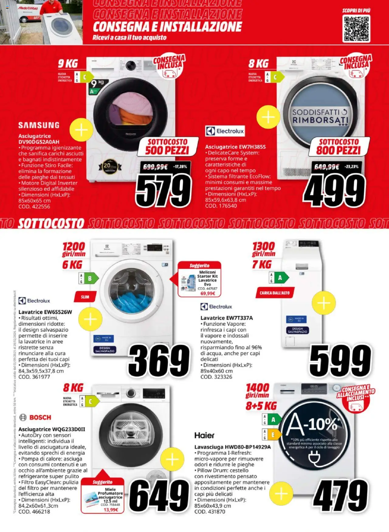 Volantino Media World del 03.10.2025 | Pagina: 26 | Prodotti: Lavatrice, Asciugatrice, Miele, Samsung