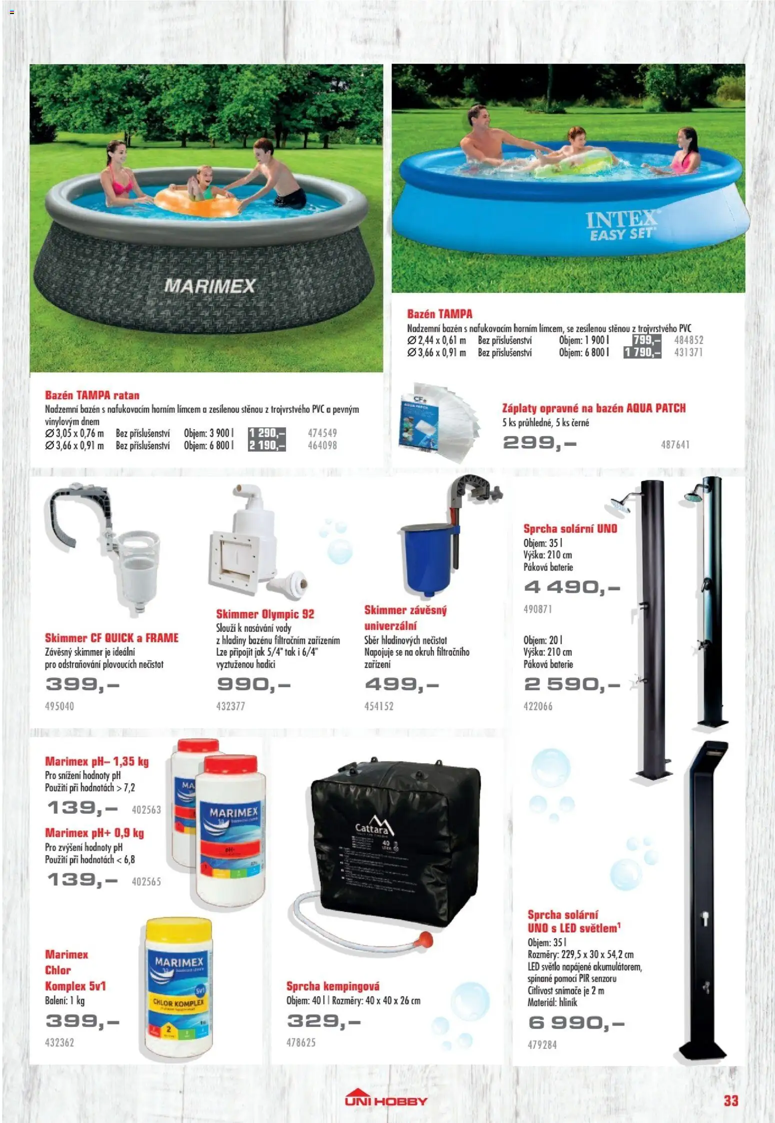 Uni Hobby katalog - Nábytek, grily a bazény 2026 od 10.04.2026 | Strana: 33 | Produkty: Sprcha, Bazén, Baterie, LED světlo