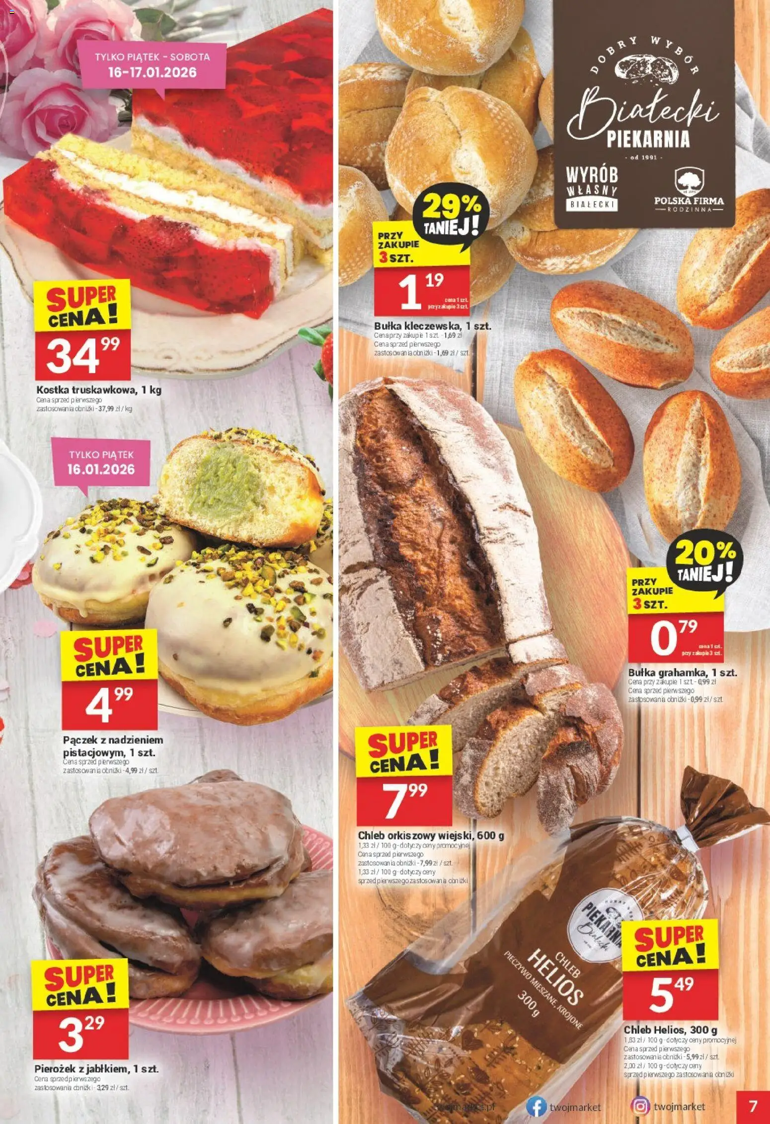 Twój Market Gazetka od 14.01.2026 | Strona: 7 | Produkty: Pieczywo, Piekarnia, Bułka, Chleb