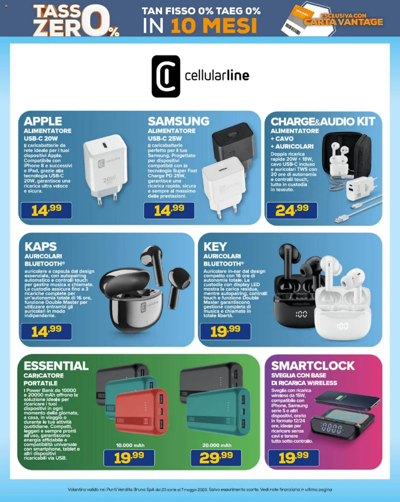 Volantino BRUNO del 23.04.2026 | Pagina: 12 | Prodotti: Auricolari, Power bank, Tablet, Cavo