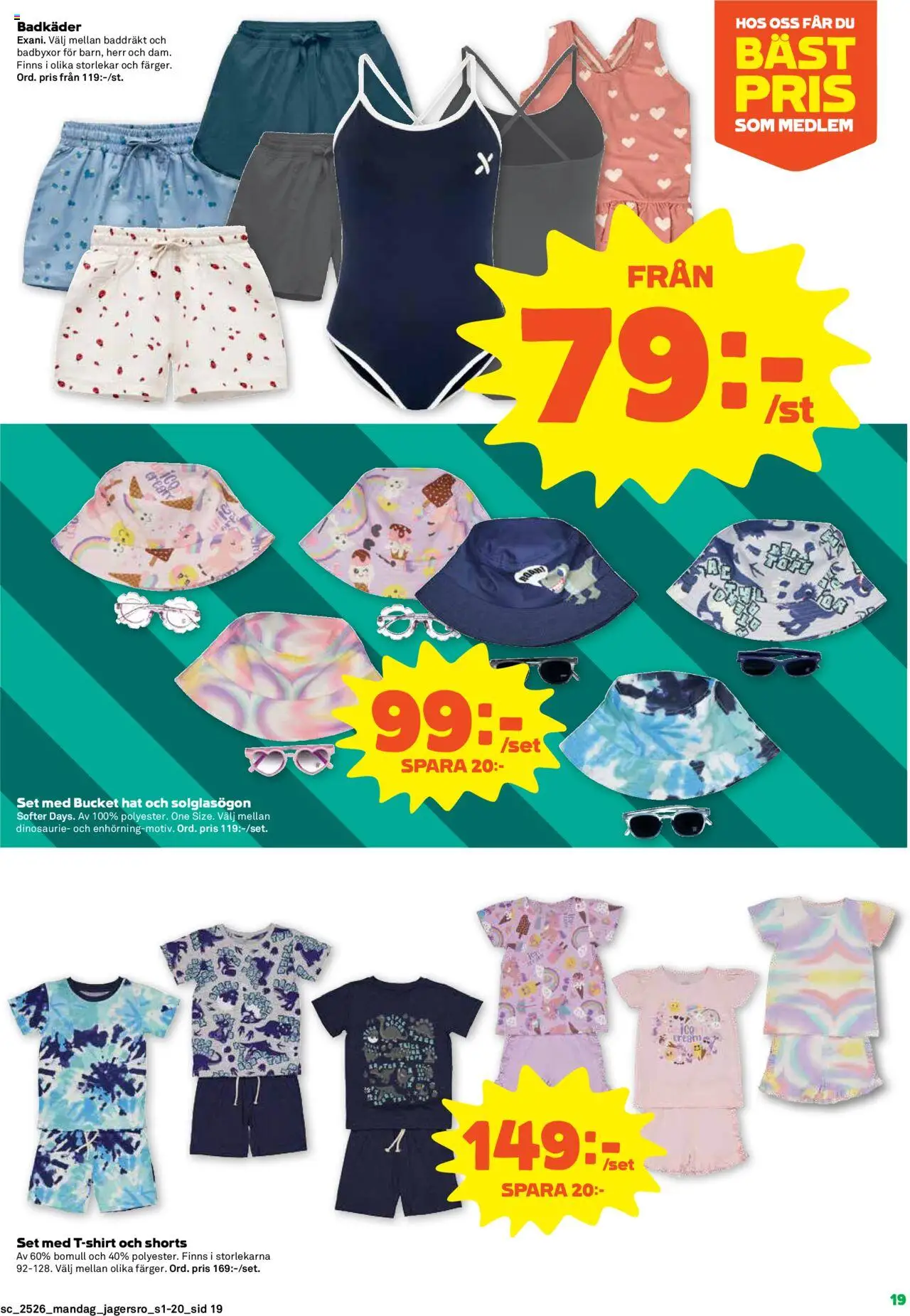 Coop Forum reklamblad aktuell från 23.06.2025 | Sida: 19 | Produkter: Shorts, Set, Baddräkt, Solglasögon