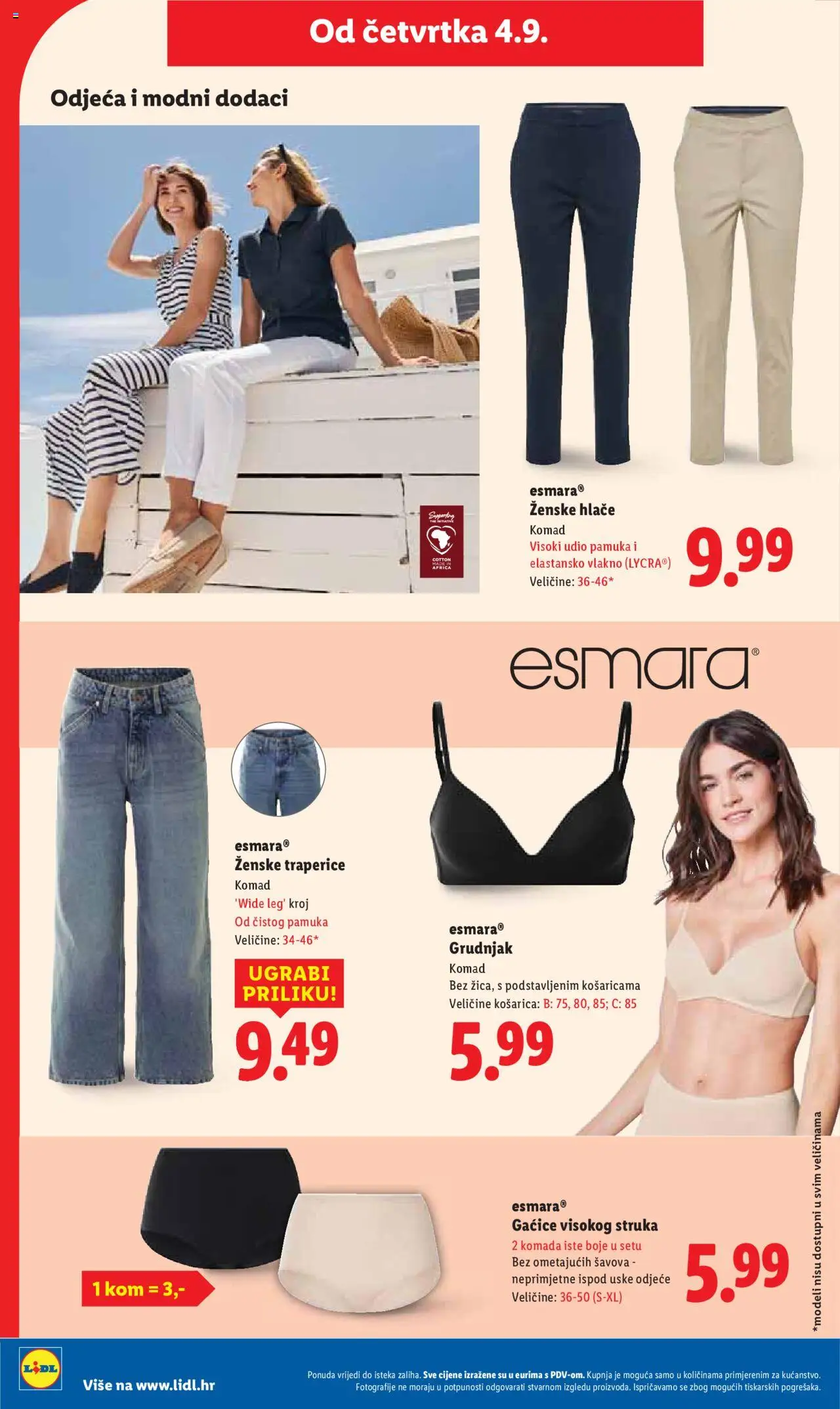 Lidl katalog | vrijedi od 01.09.2025 | Stranica: 50 | Proizvodi: Odjeća, Gaćice, Grudnjak, Traperice