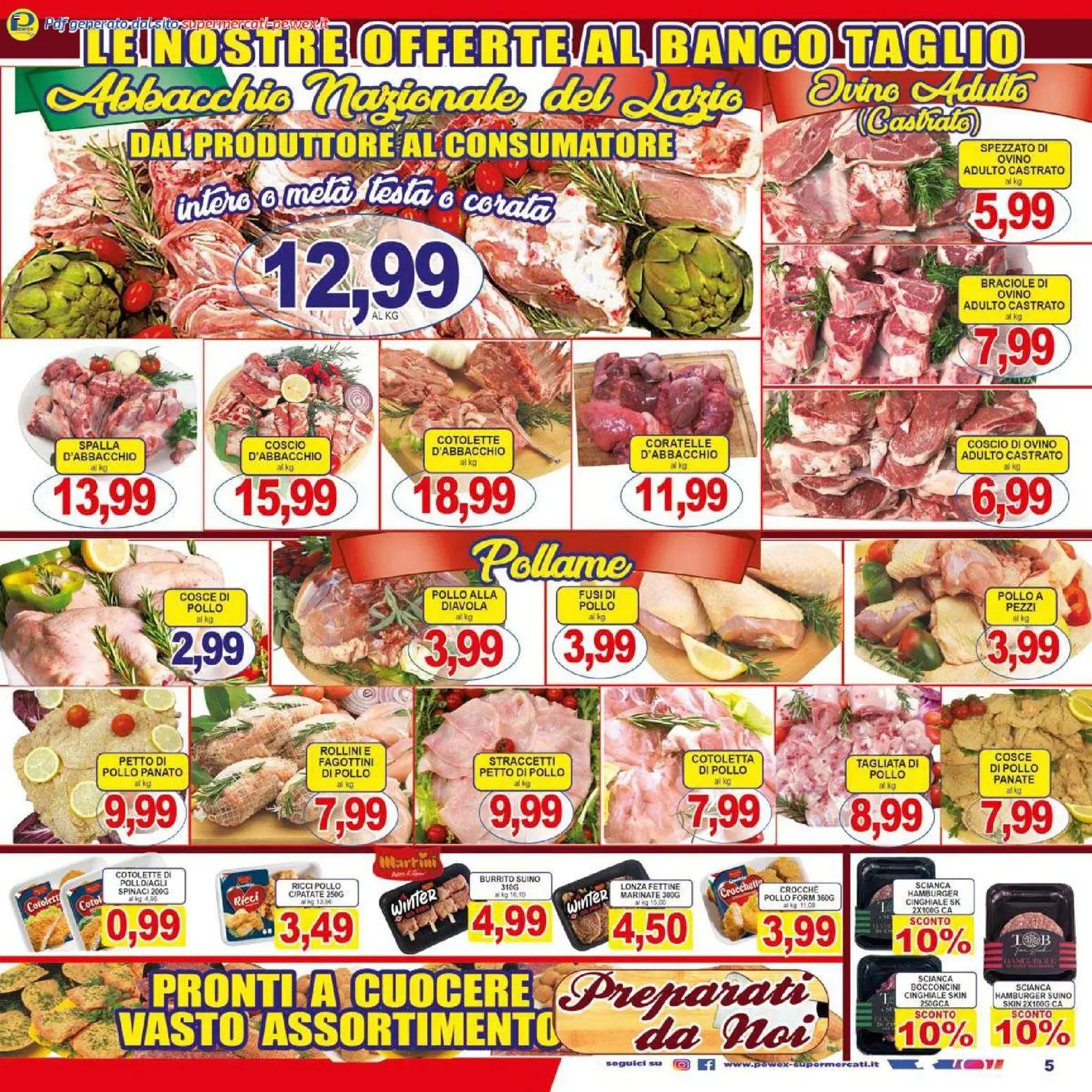 Volantino Pewex del 29.10.2025 | Pagina: 5 | Prodotti: Petto di Pollo, Pollo, Suino, Cosce di pollo