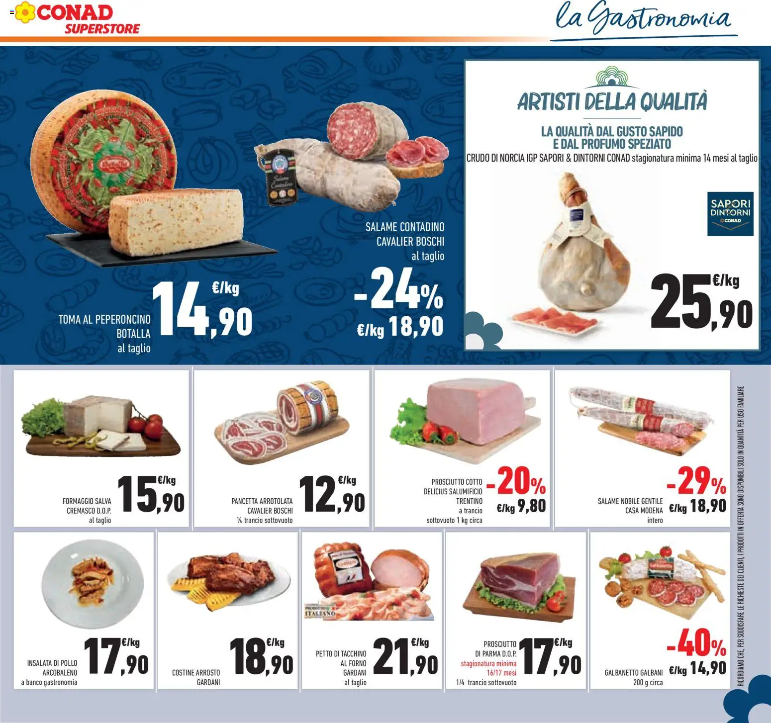 Volantino Conad del 22.04.2026 | Pagina: 15 | Prodotti: Prosciutto di Parma, Salame, Pancetta, Prosciutto