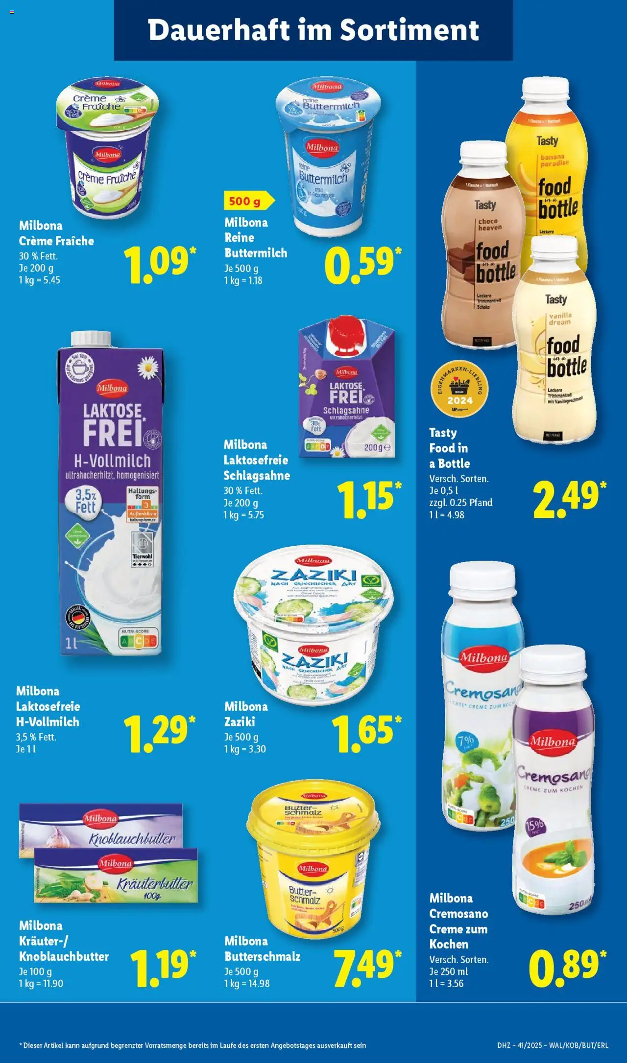 Lidl Prospekt Aarbergen – gültig ab 06.10.2025 | Seite: 15 | Produkte: Buttermilch, Schlagsahne, Butter, Creme