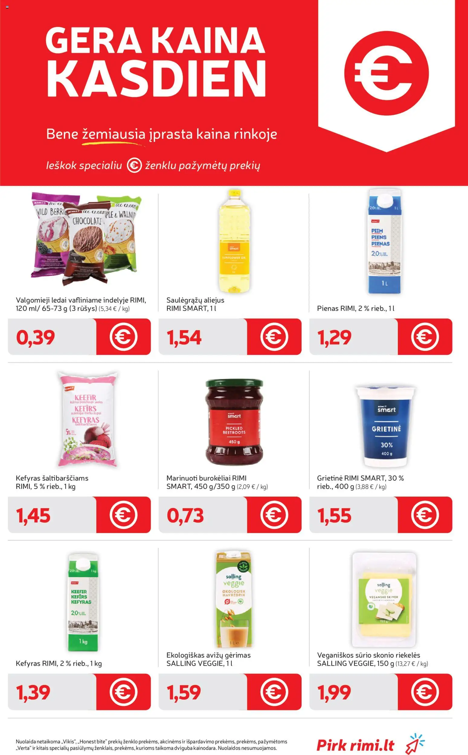 Rimi akcijos nuo 21.04.2026 | Puslapis: 3 | Prekių: Pienas, Aliejus, Valgomieji ledai, Grietinė
