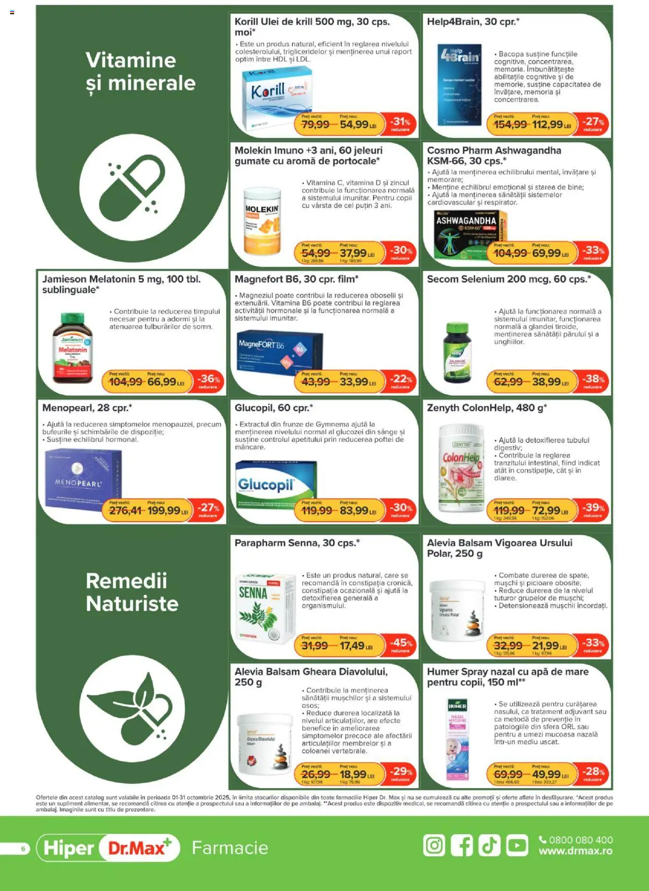 Noul catalog Dr.Max – valabil de la 01.10.2025 | Pagină: 6 | Produse: Balsam, Ulei, Apă, Jeleuri