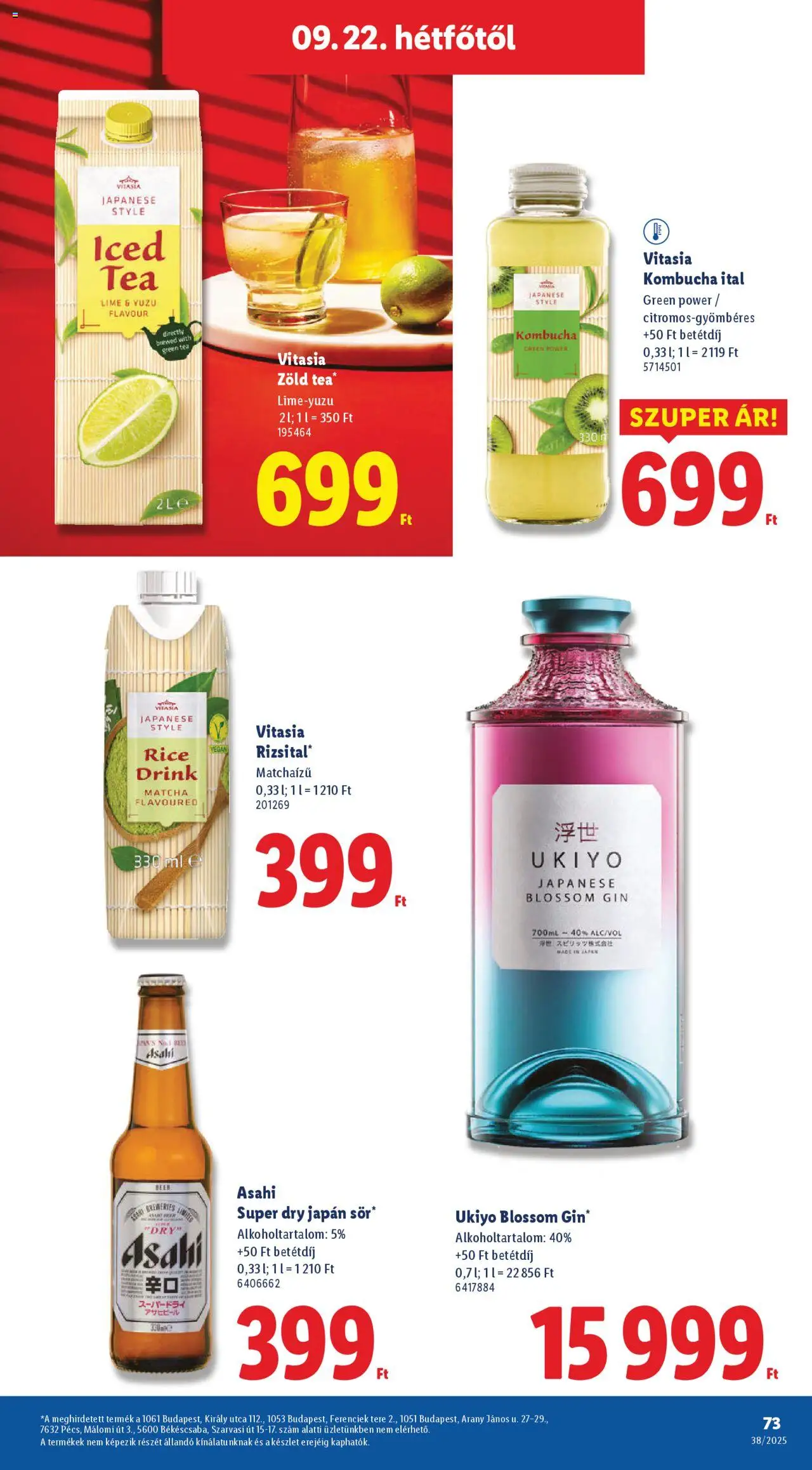 Lidl akciós ujság - amely érvényes a következő dátumtól: 18.09.2025 | Oldal: 73 | Termékek: Lime, Tea, Gin