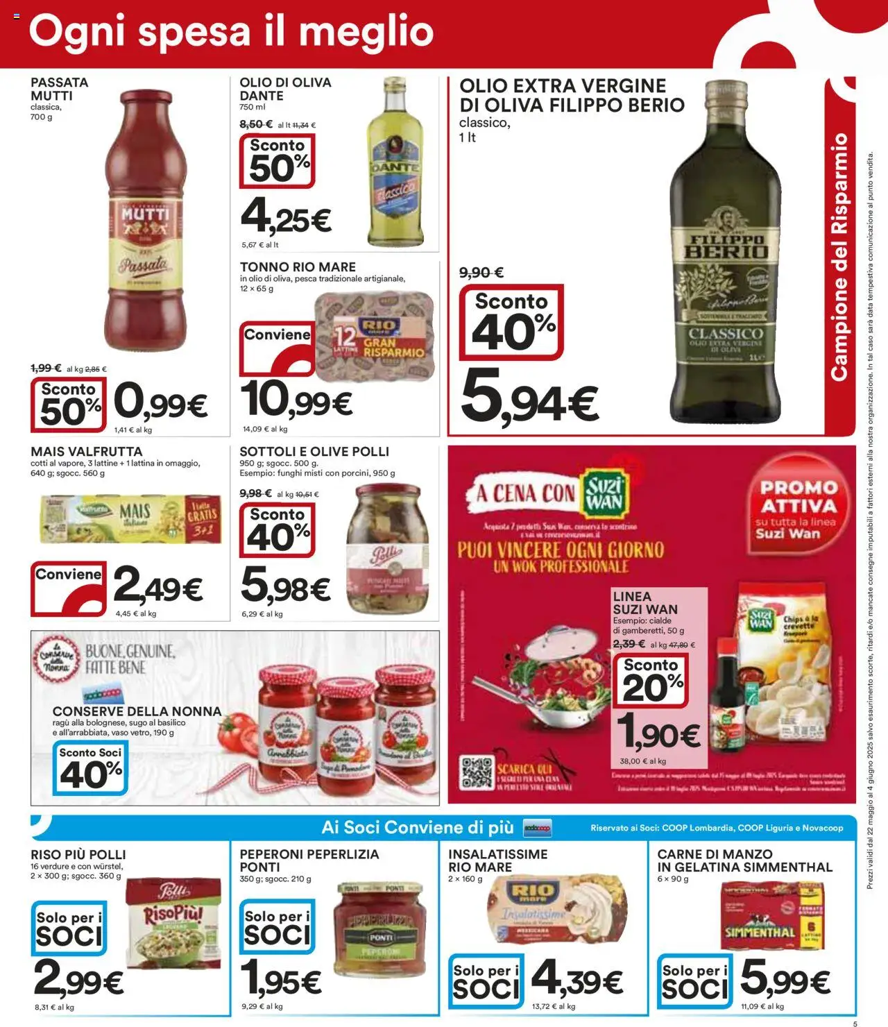 Volantino Ipercoop del 22.05.2025 | Pagina: 5 | Prodotti: Riso, Peperoni, Manzo, Pesca