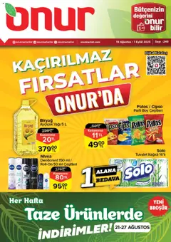 19.08.2025 tarihinden itibaren geçerli olan Onur Market kataloğu önizlemesi