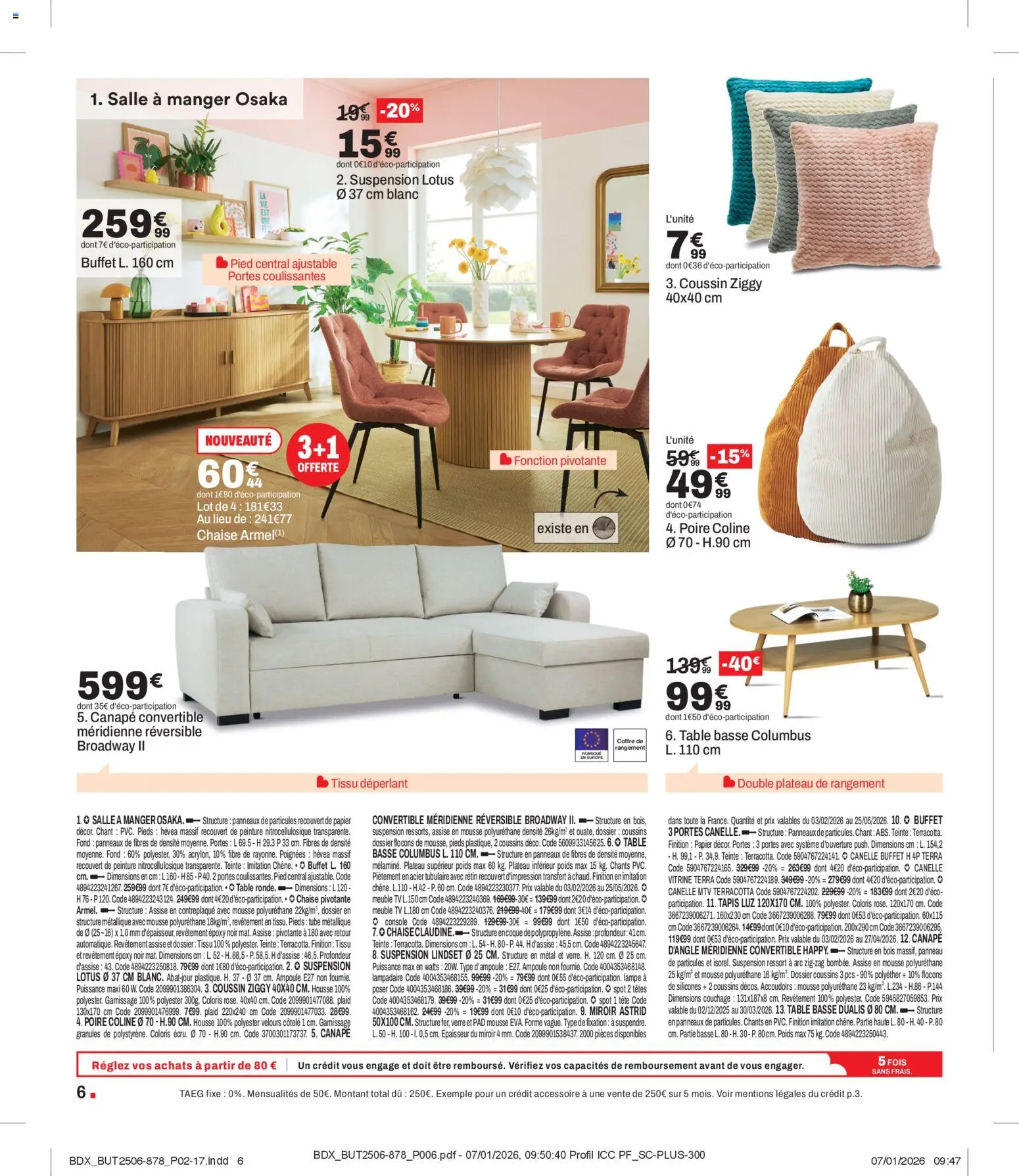 {H1} | Page: 6 | Produits: Canapé convertible, Table basse, Chaise, Lampe