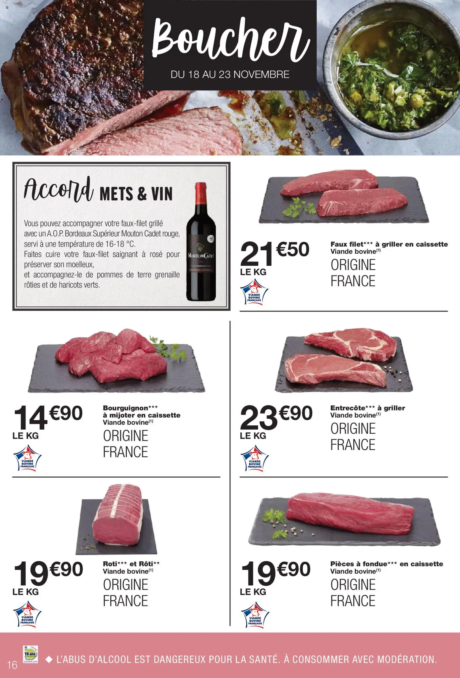 {H1} | Page: 16 | Produits: Entrecôte, Viande, Vin, Pommes de terre