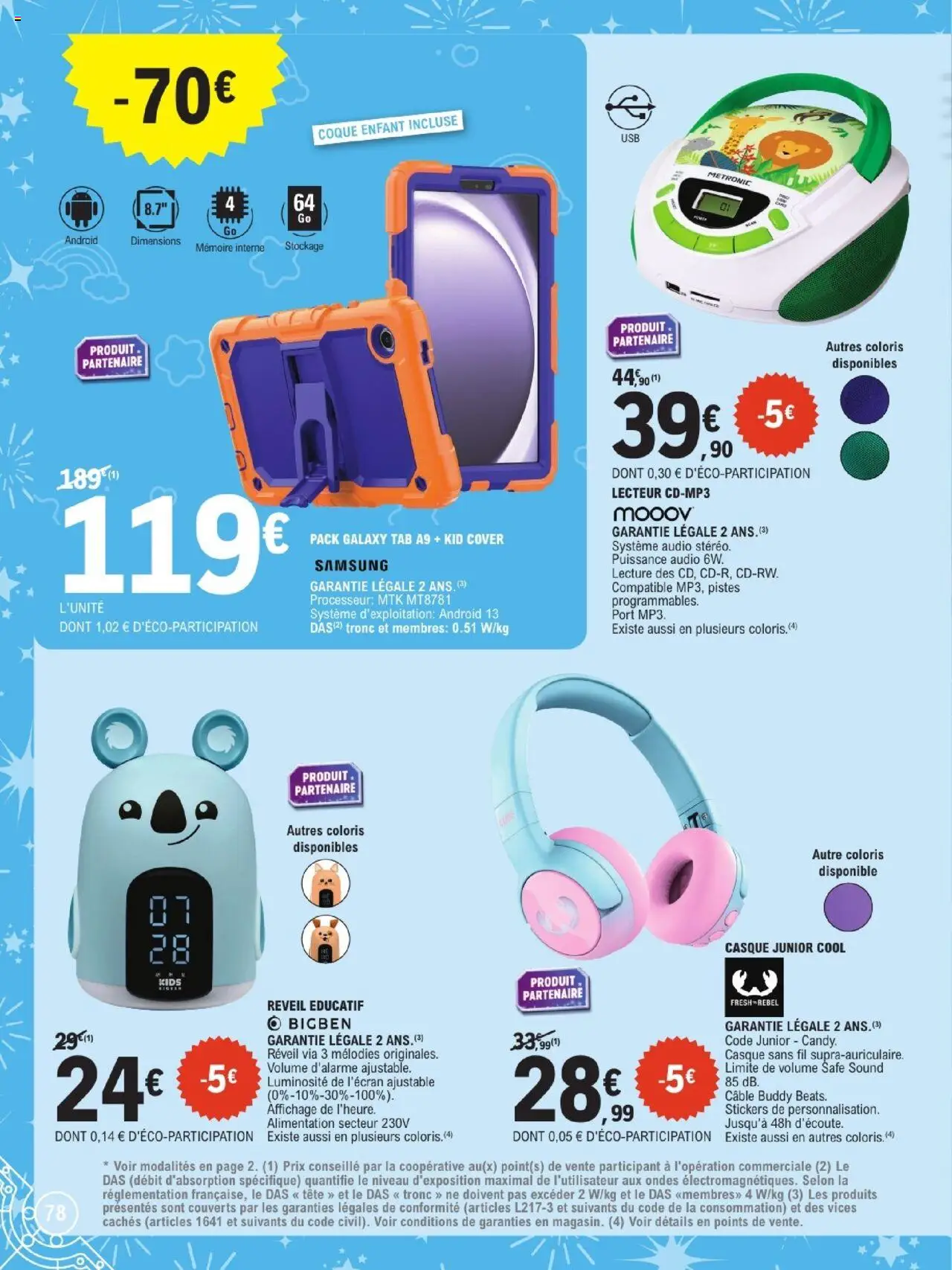 {H1} | Page: 78 | Produits: Audio, Réveil, Câble, Casque
