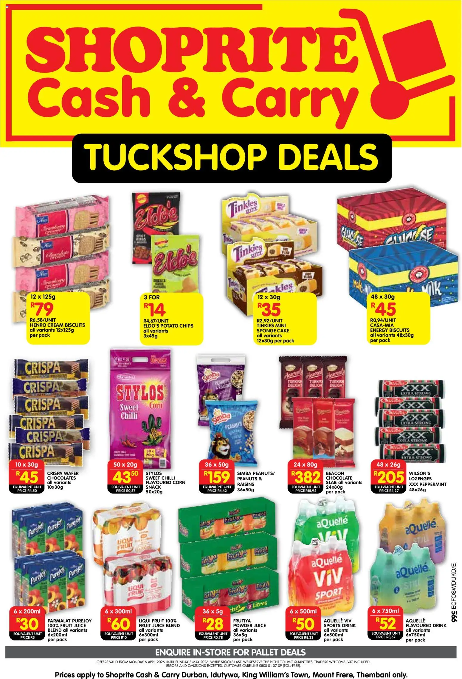 New Shoprite catalogue – valid from 06.04.2026 | Page: 1 | Products: Cake, Biscuits, Powder, Chips