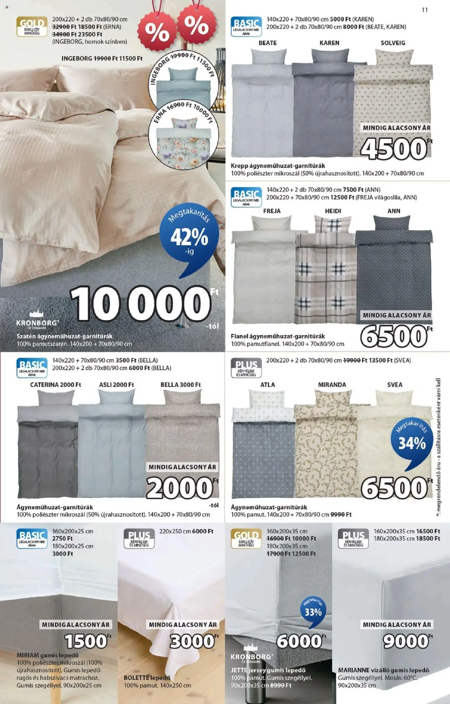 JYSK akciós ujság - amely érvényes a következő dátumtól: 07.01.2026 | Oldal: 11 | Termékek: Gumis lepedő, Lepedő