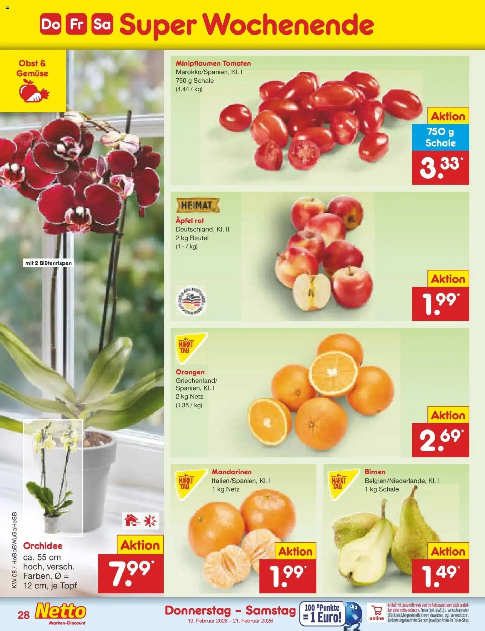 Netto Marken-Discount - Netto: Wochenangebote – gültig ab 16.02.2026 | Seite: 42 | Produkte: Äpfel, Orangen, Tomaten, Obst