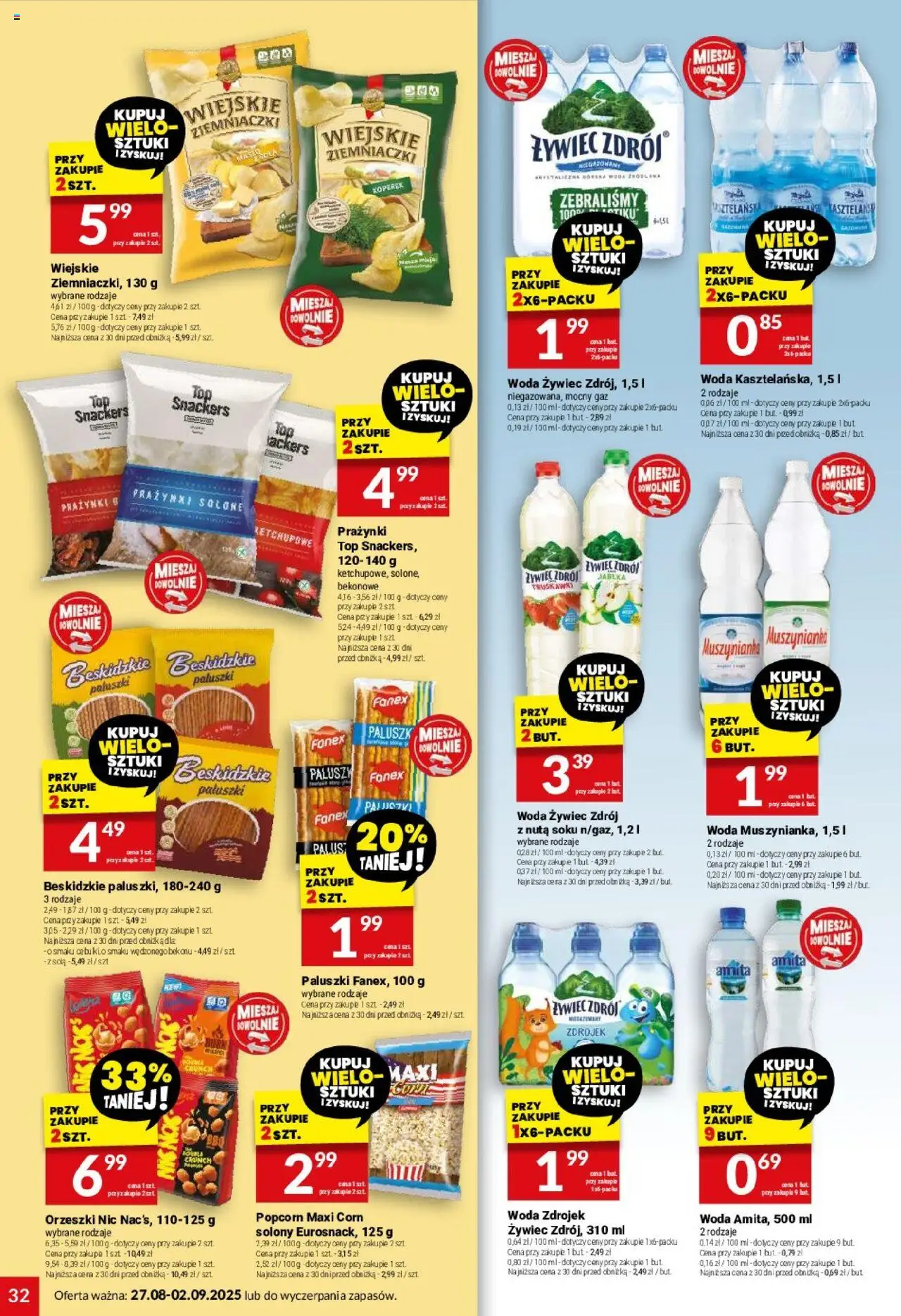 Twój Market Gazetka od 27.08.2025 | Strona: 32 | Produkty: Woda żywiec, Koperek, Ziemniaczki, Paluszki