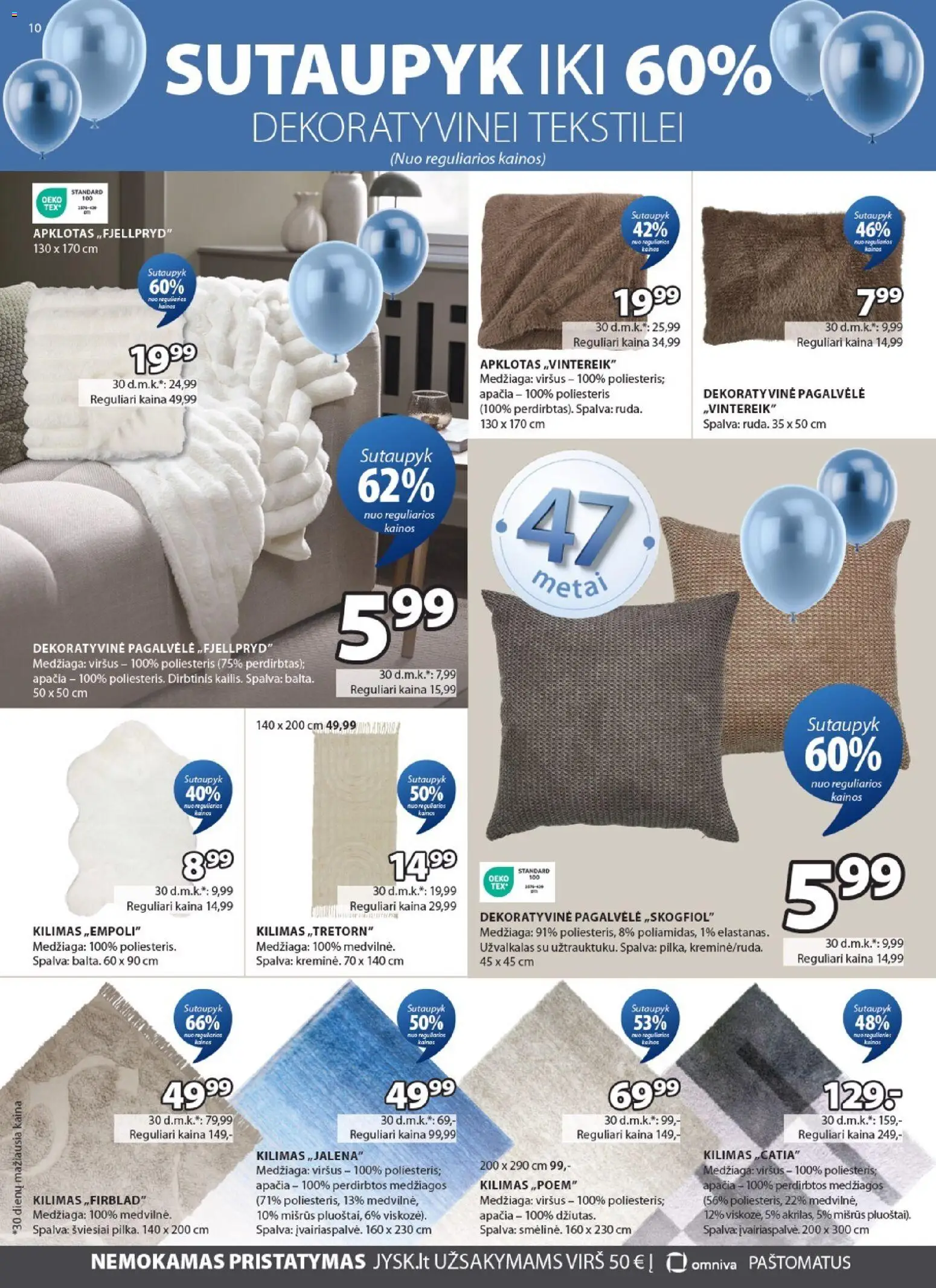 JYSK akcijos nuo 14.04.2026 | Puslapis: 10 | Prekių: Pagalvėlė, Kilimas, Užvalkalas