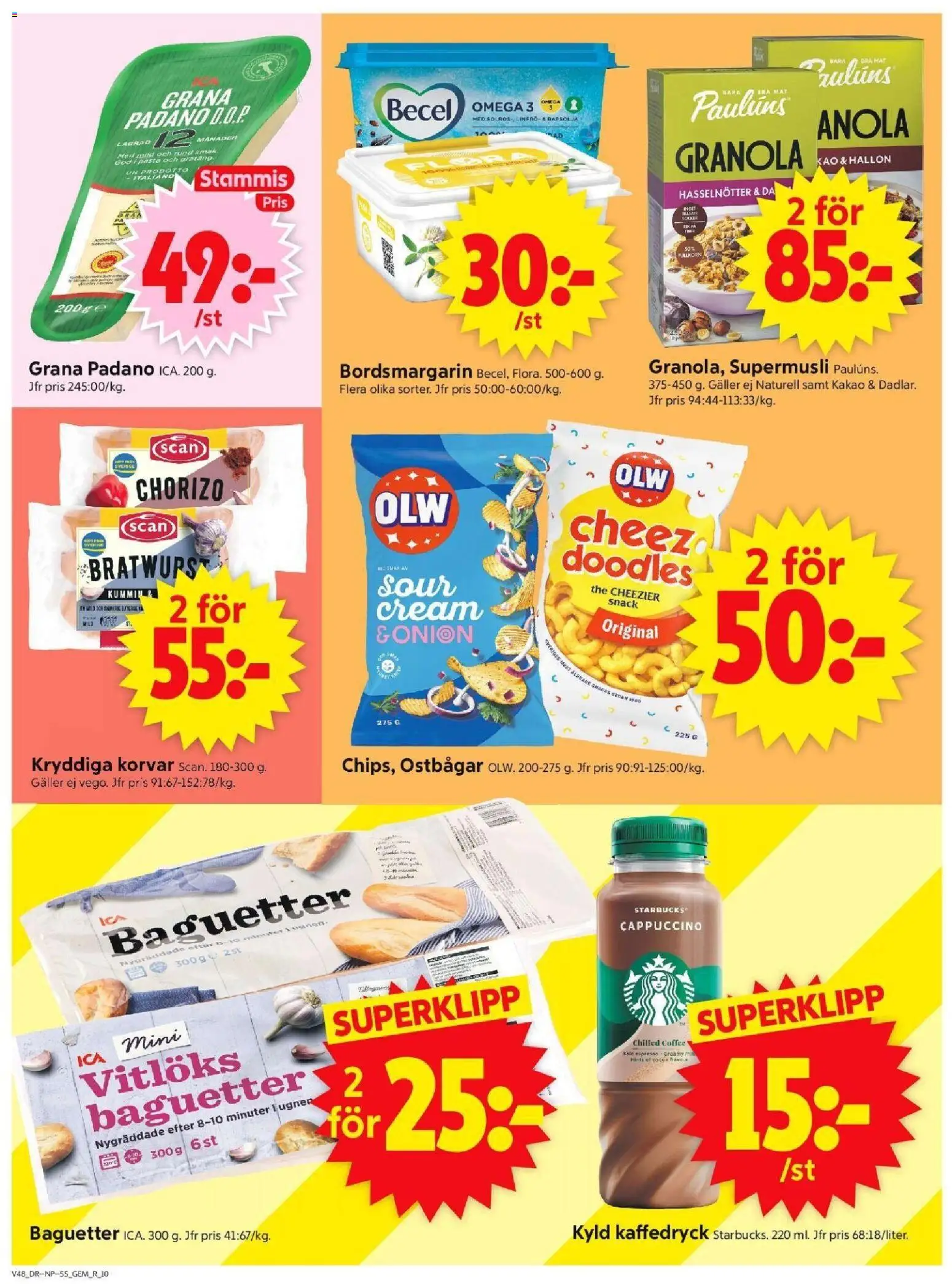 ICA Supermarket reklamblad aktuell från 24.11.2025 | Sida: 12 | Produkter: Ostbågar, Galler, Granola, Chorizo
