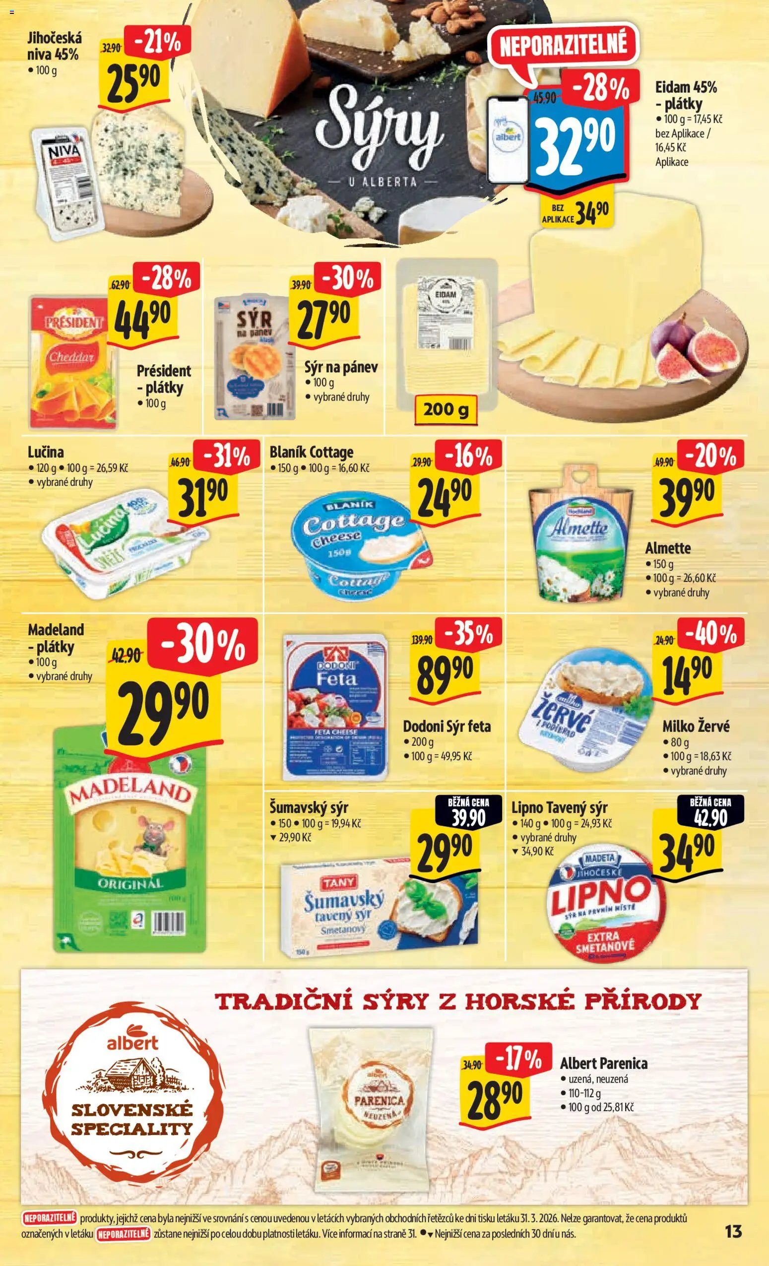 Albert leták - Hypermarket od 07.04.2026 | Strana: 23 | Produkty: Parenica, Lučina, Sýry, Žervé